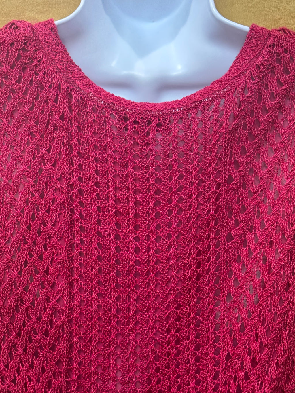 Lucky Brand Magenta Crochet Knit Sleeveless Top - Size XS