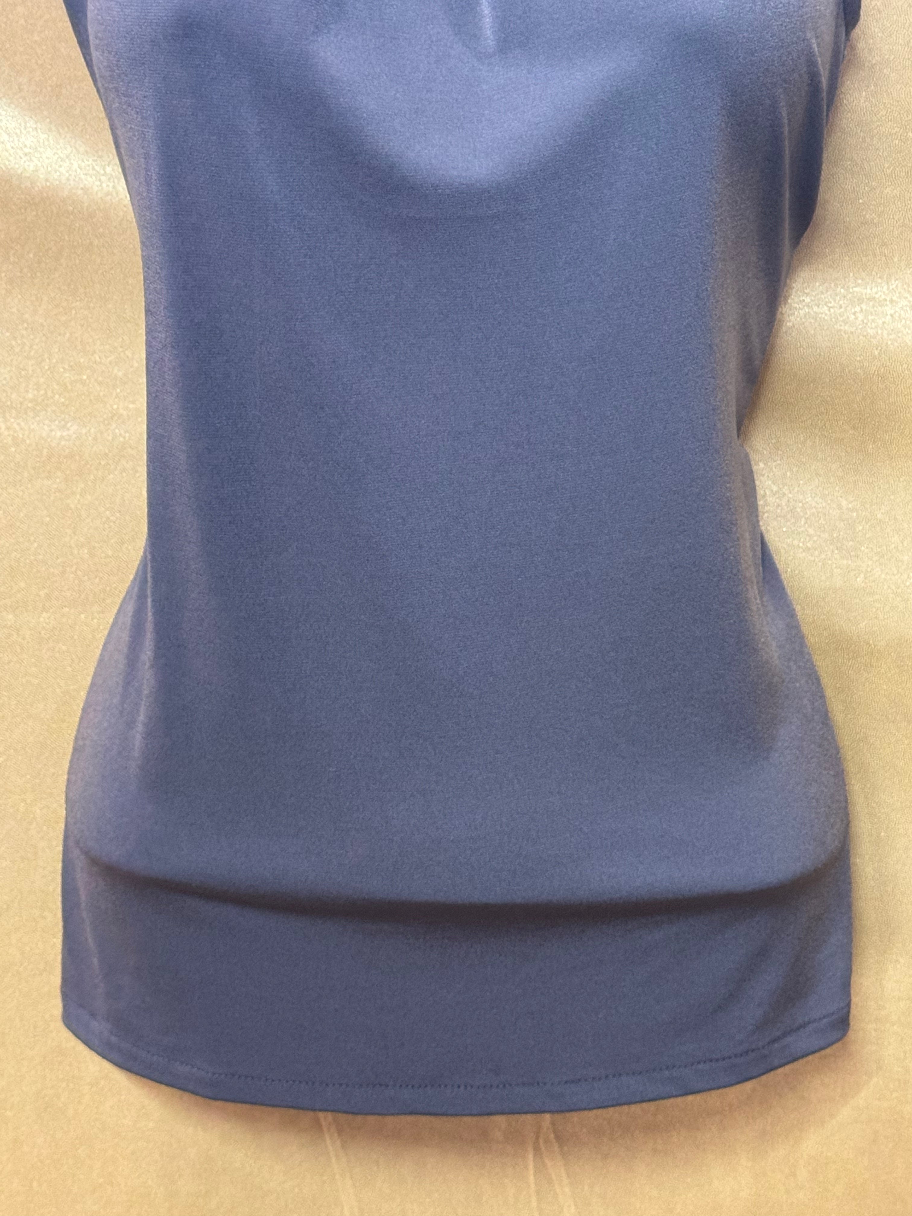 Banana Republic Gray Sleeveless Blouse with Black Trim & Pleated Neckline - Size XS