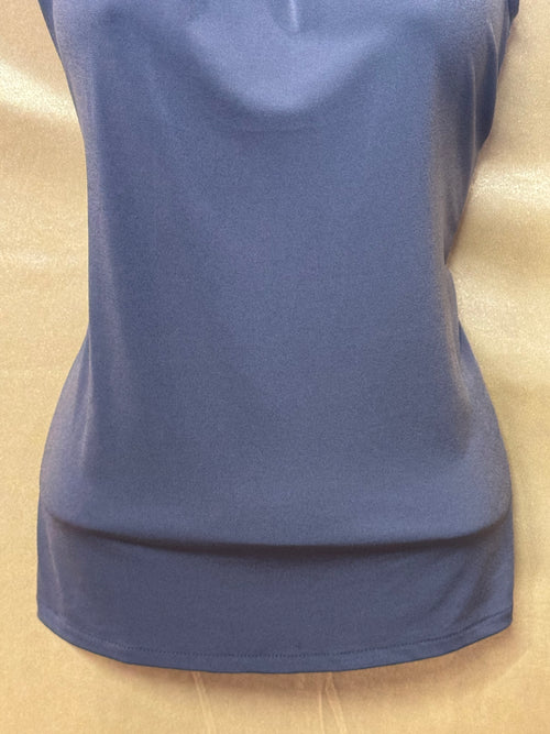 Banana Republic Gray Sleeveless Blouse with Black Trim & Pleated Neckline - Size XS