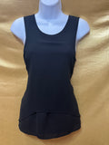 Ann Taylor Layered Black Chiffon & Knit Tank Top Blouse, Size XS – NWOT