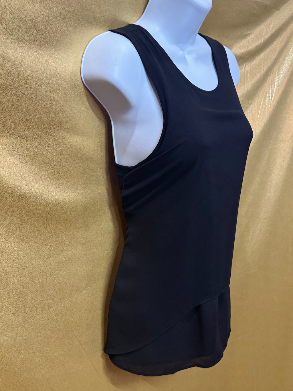 Ann Taylor Layered Black Chiffon & Knit Tank Top Blouse, Size XS – NWOT