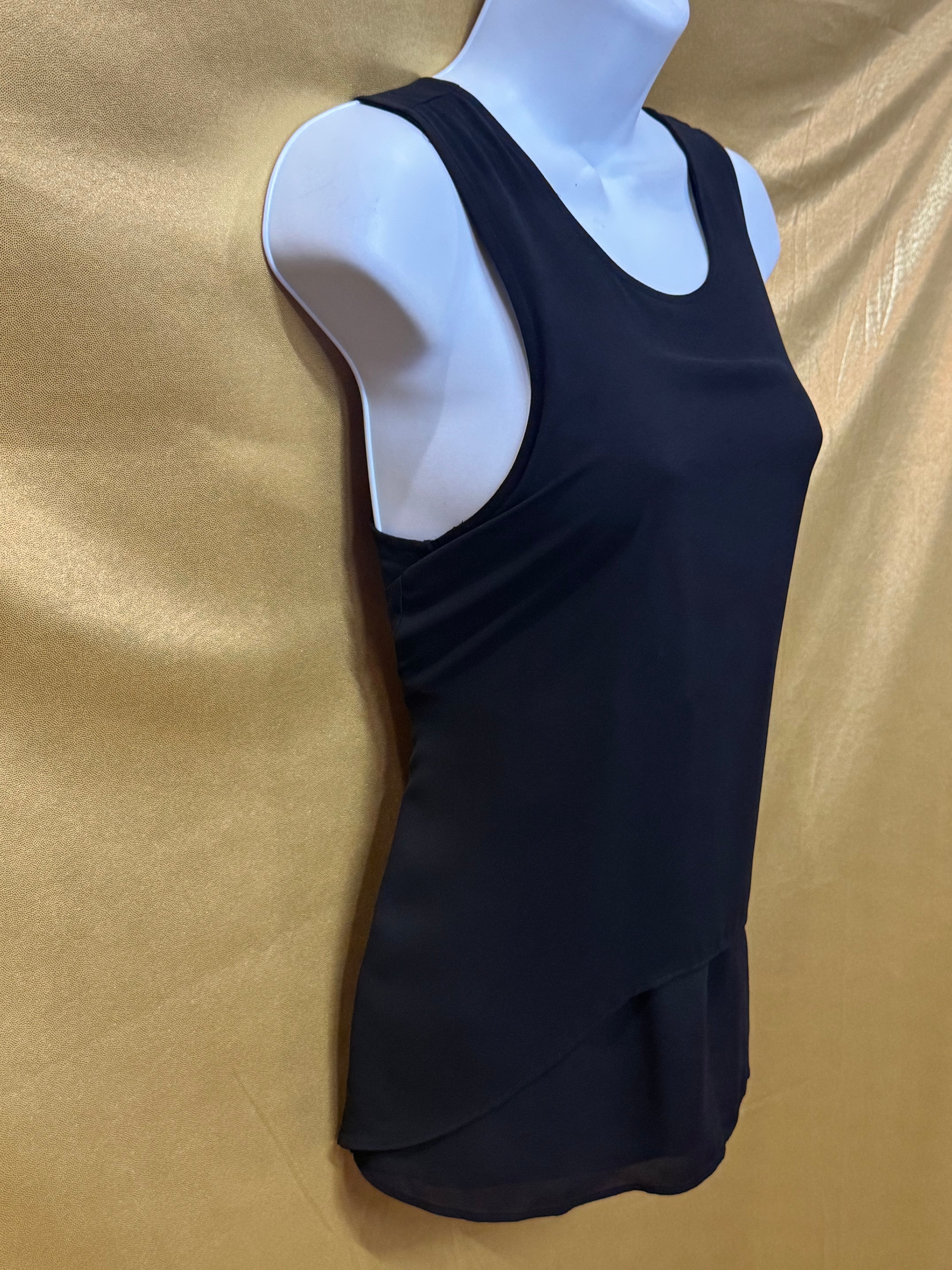 Ann Taylor Layered Black Chiffon & Knit Tank Top Blouse, Size XS – NWOT