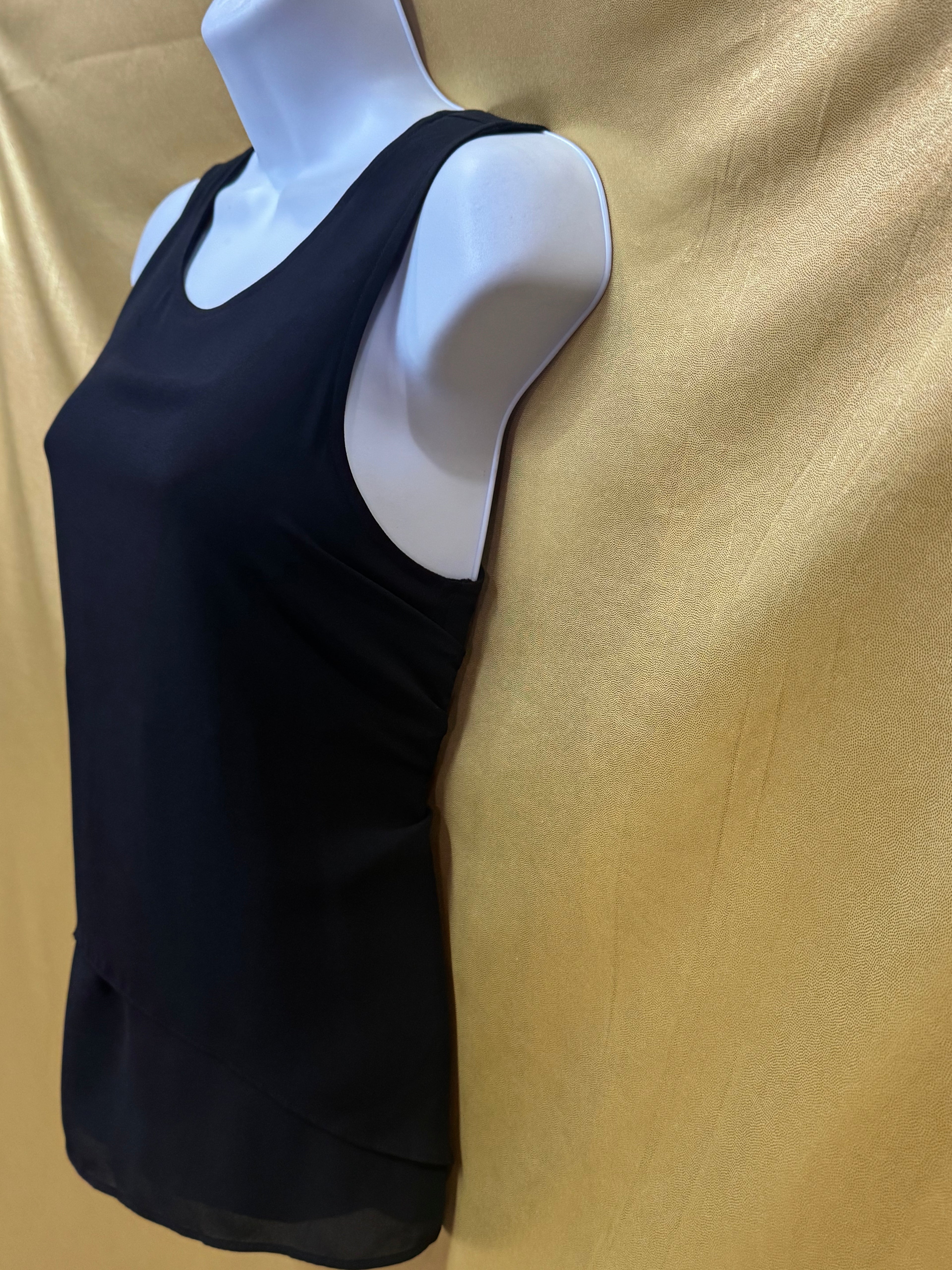Ann Taylor Layered Black Chiffon & Knit Tank Top Blouse, Size XS – NWOT