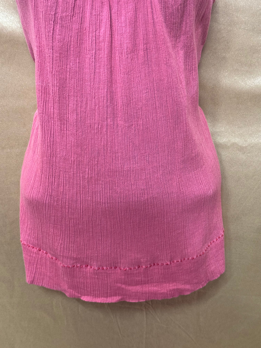 Saivana Pink Gauze Tank Top Boho Beaded Embellished Neckline Size XS 100% Cotton