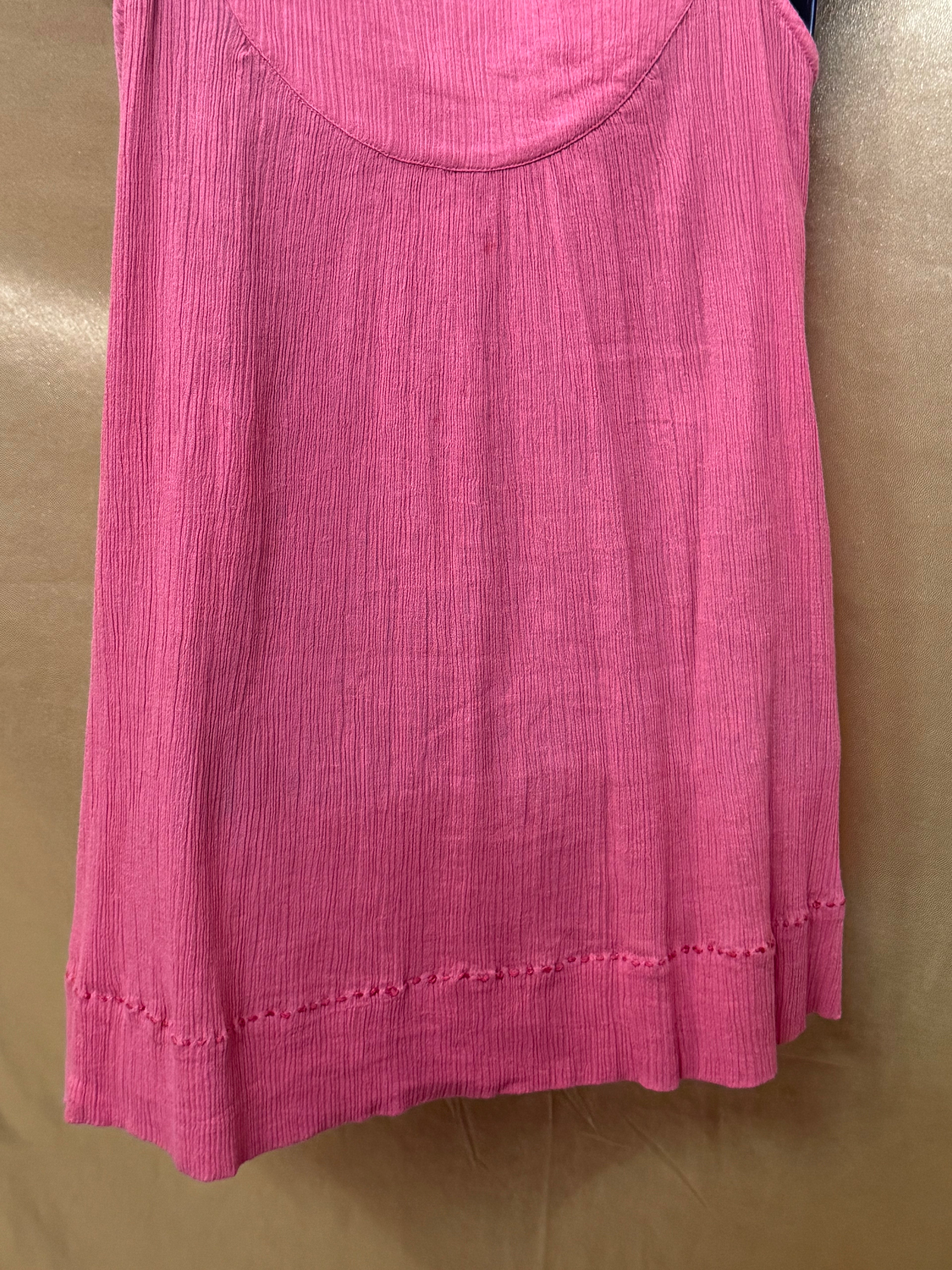 Saivana Pink Gauze Tank Top Boho Beaded Embellished Neckline Size XS 100% Cotton
