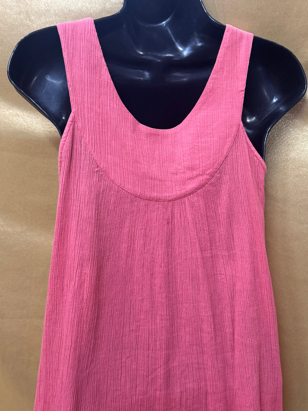 Saivana Pink Gauze Tank Top Boho Beaded Embellished Neckline Size XS 100% Cotton