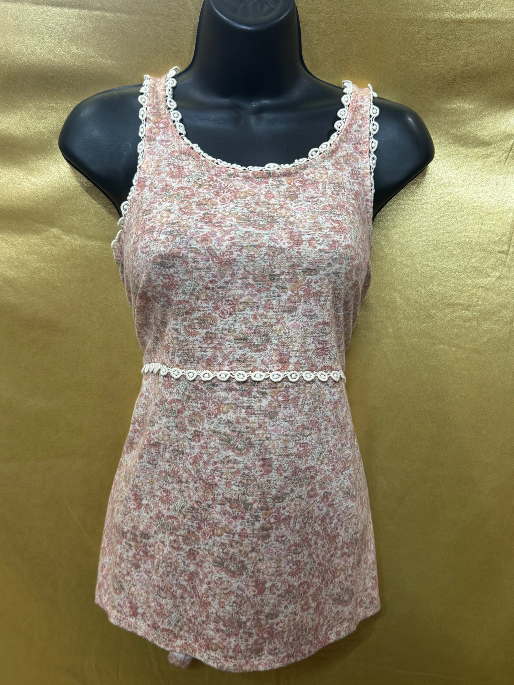 LC Lauren Conrad Floral Eyelet Tank Top Size XS Pink