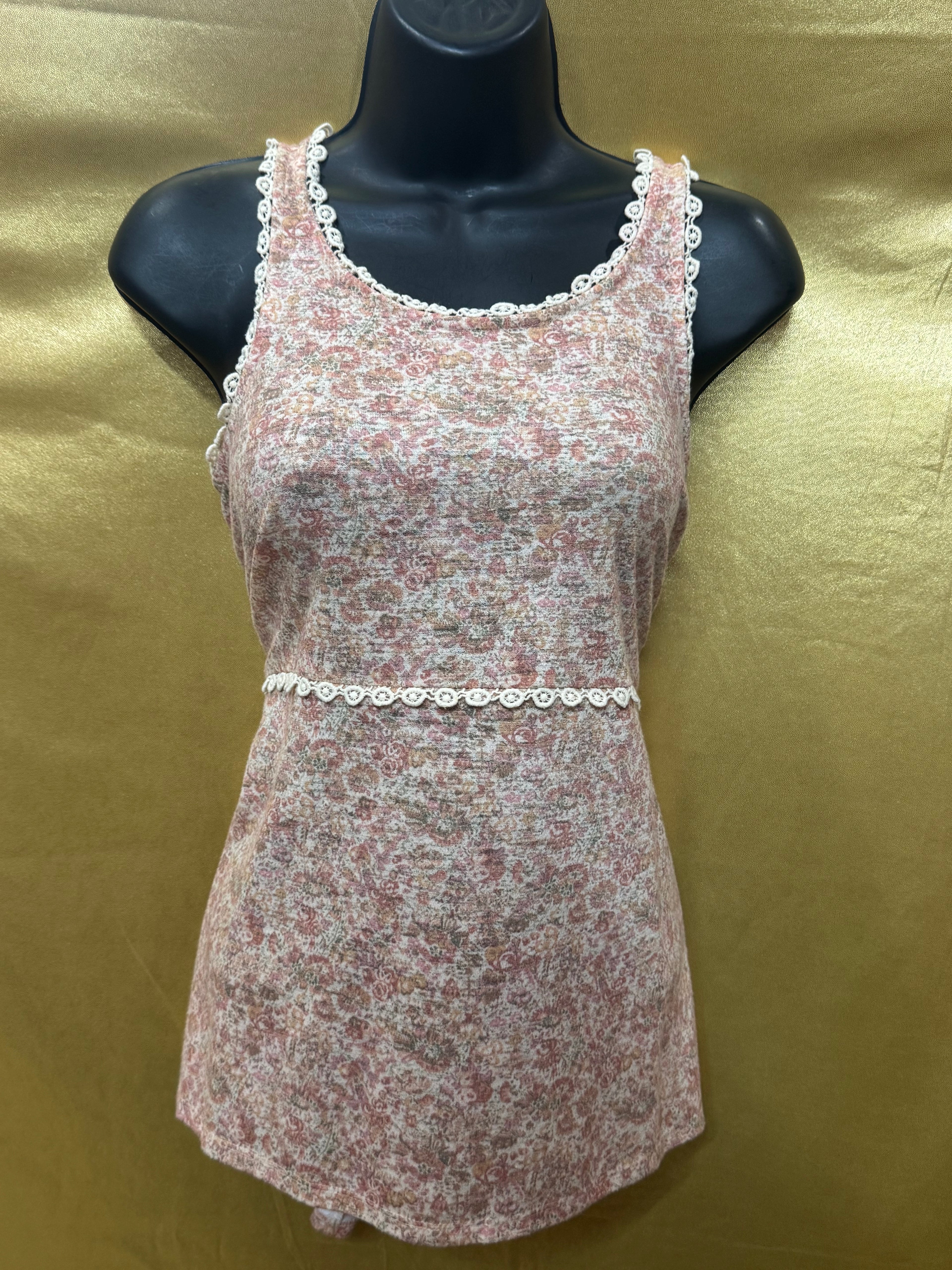 LC Lauren Conrad Floral Eyelet Tank Top Size XS Pink