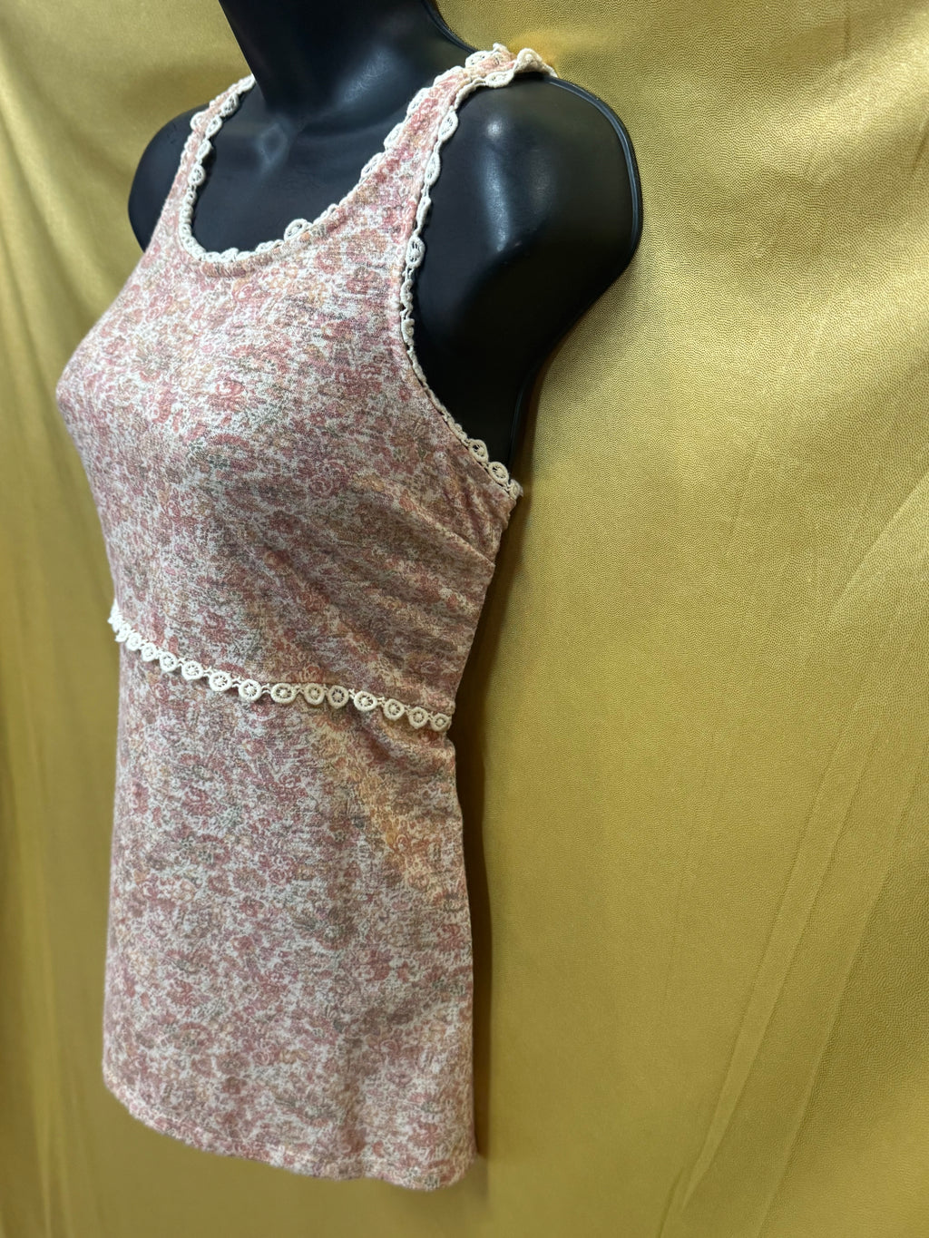 LC Lauren Conrad Floral Eyelet Tank Top Size XS Pink