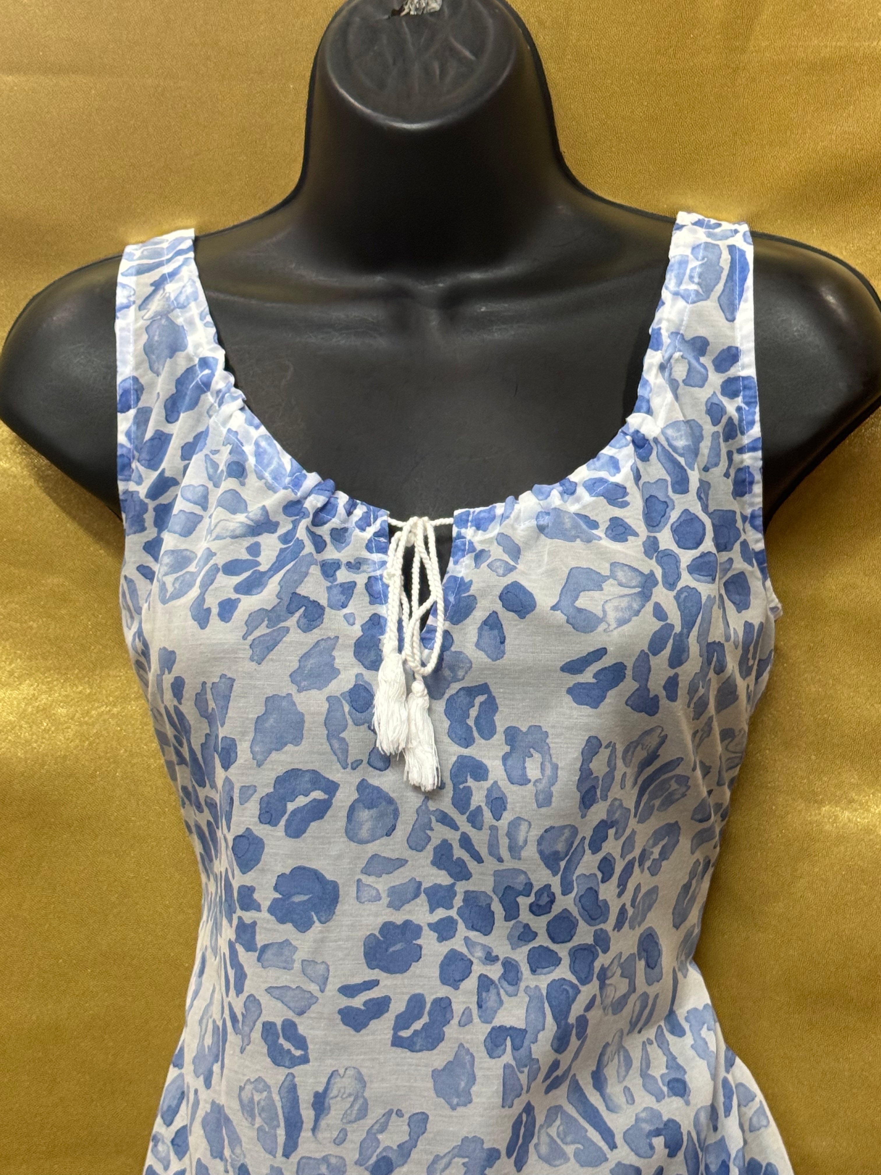 LOFT Ann Taylor Blue Leopard Print Sleeveless Tank Top - Size XS