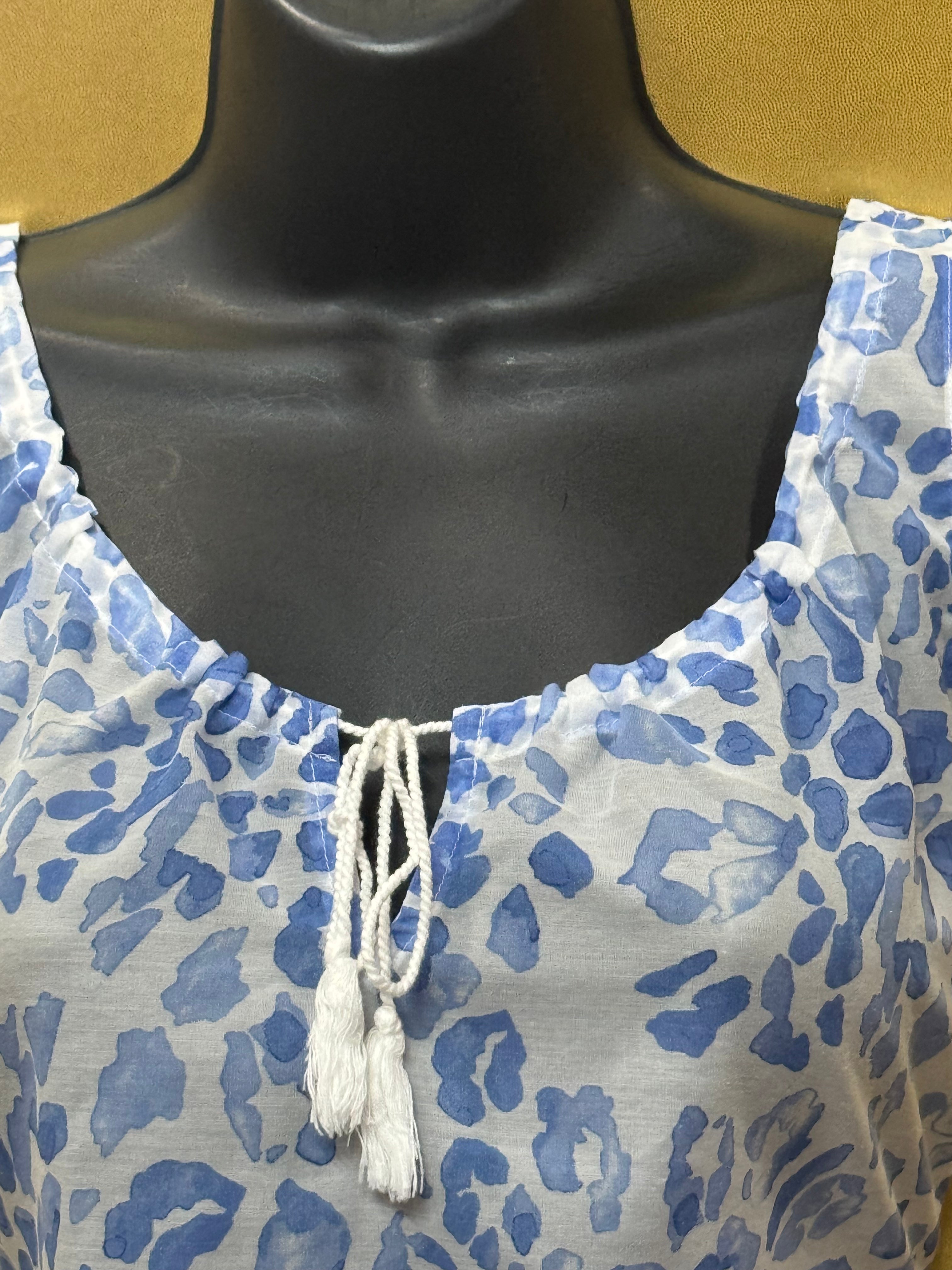 LOFT Ann Taylor Blue Leopard Print Sleeveless Tank Top - Size XS