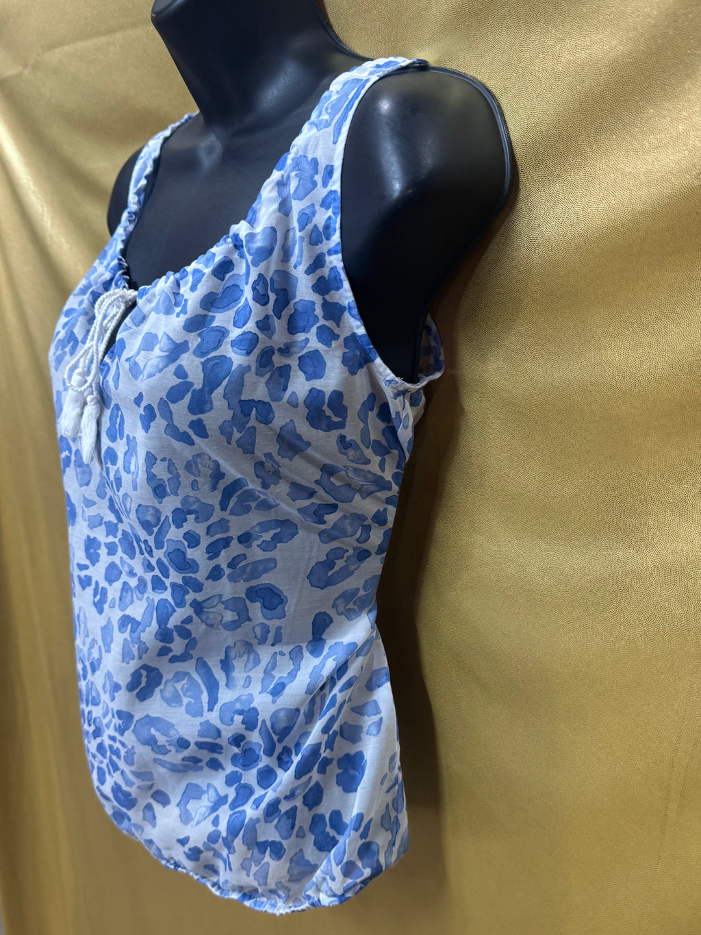 LOFT Ann Taylor Blue Leopard Print Sleeveless Tank Top - Size XS