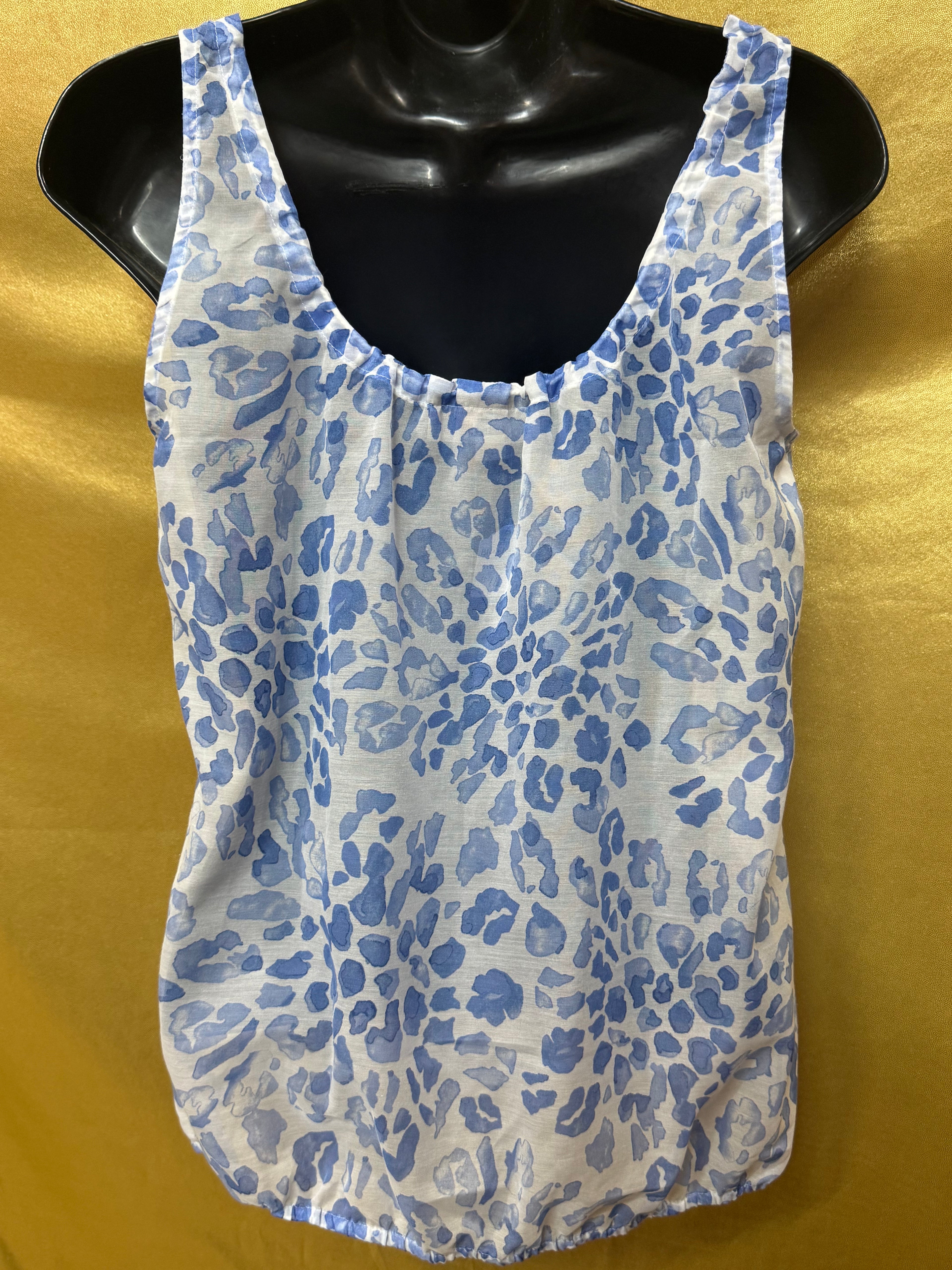 LOFT Ann Taylor Blue Leopard Print Sleeveless Tank Top - Size XS