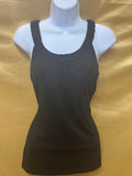 Ann Taylor Black Ruched Scoop Neck Racerback Tank Top Size XS