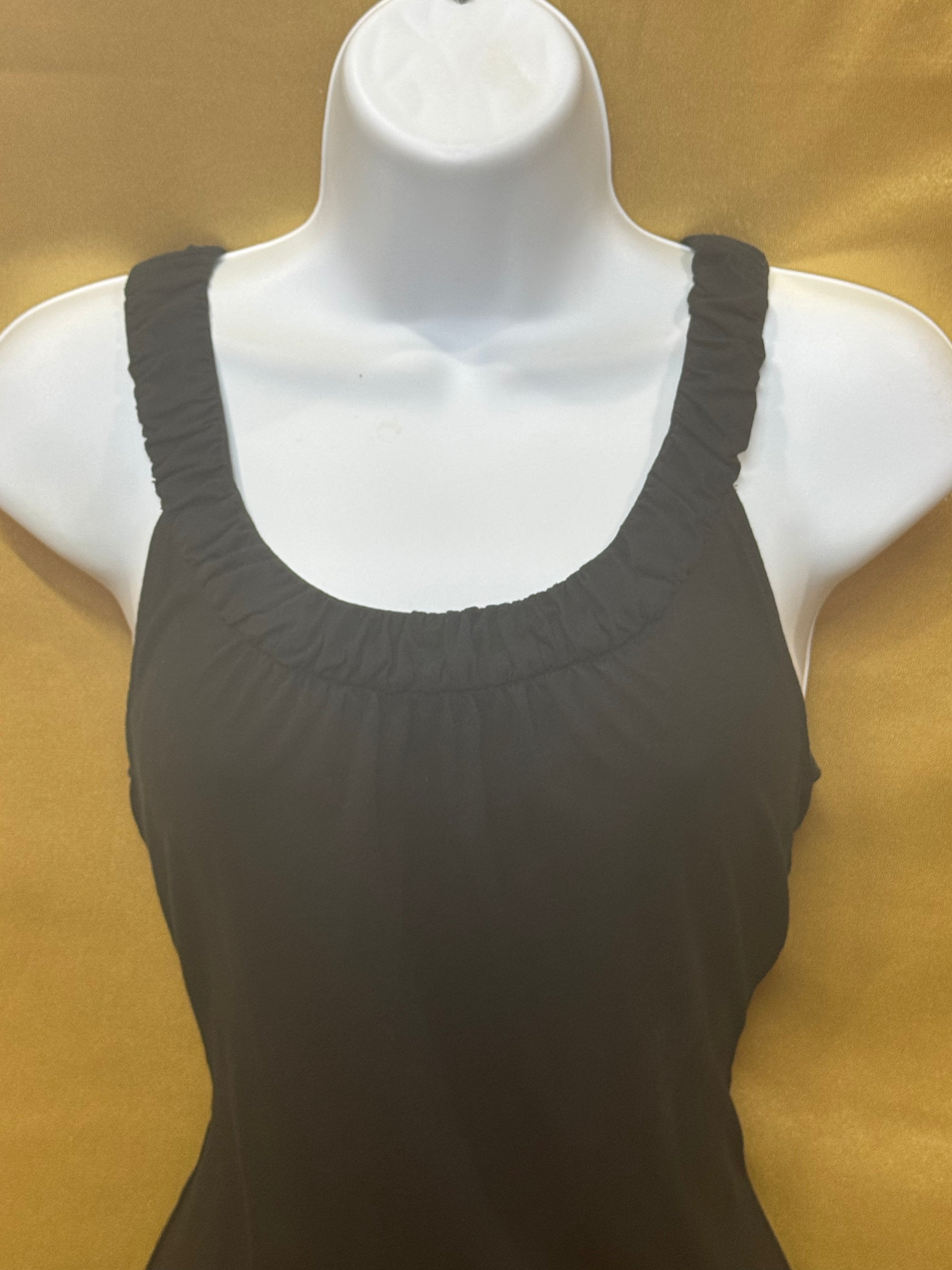 Ann Taylor Black Ruched Scoop Neck Racerback Tank Top Size XS