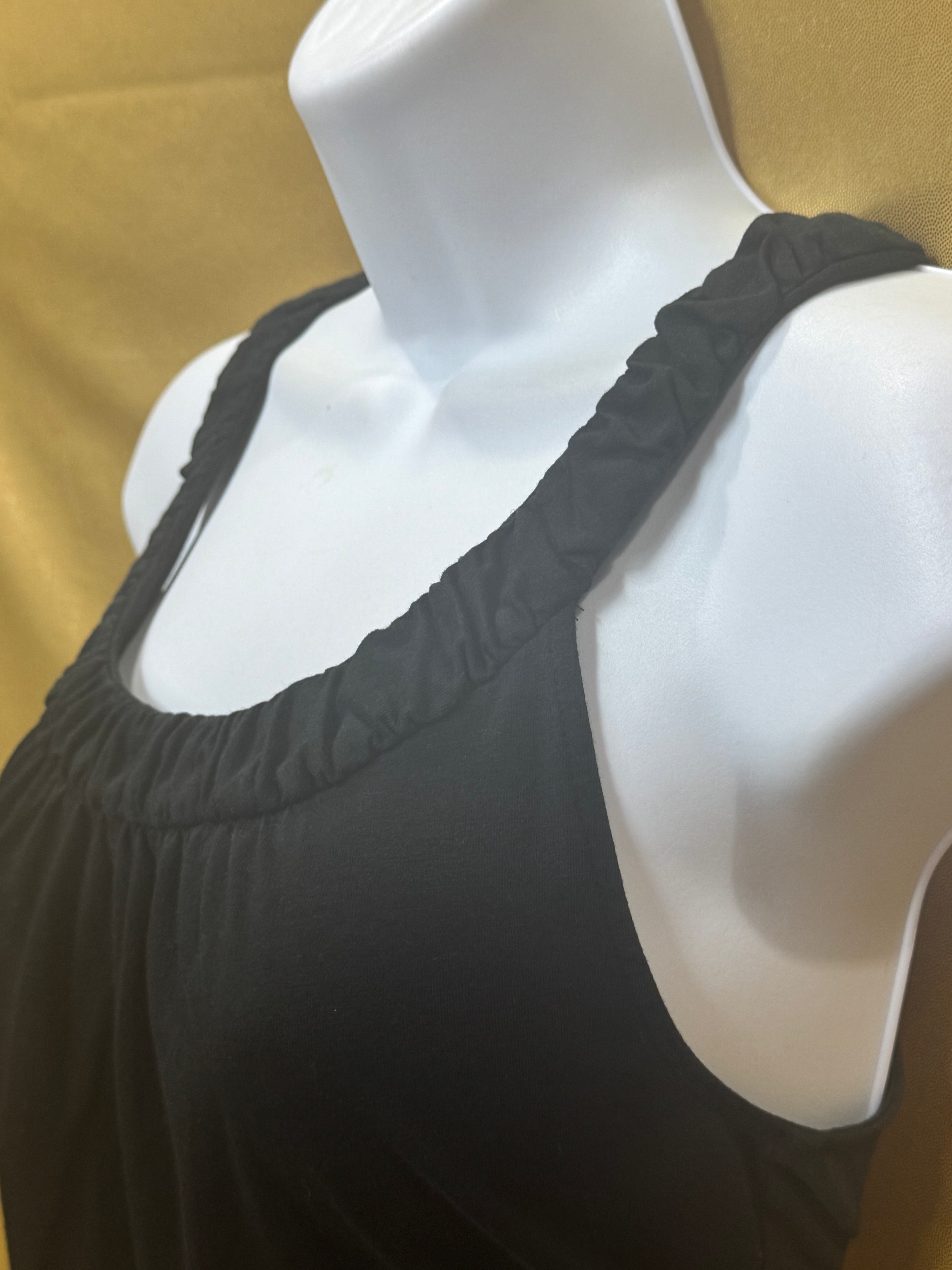 Ann Taylor Black Ruched Scoop Neck Racerback Tank Top Size XS