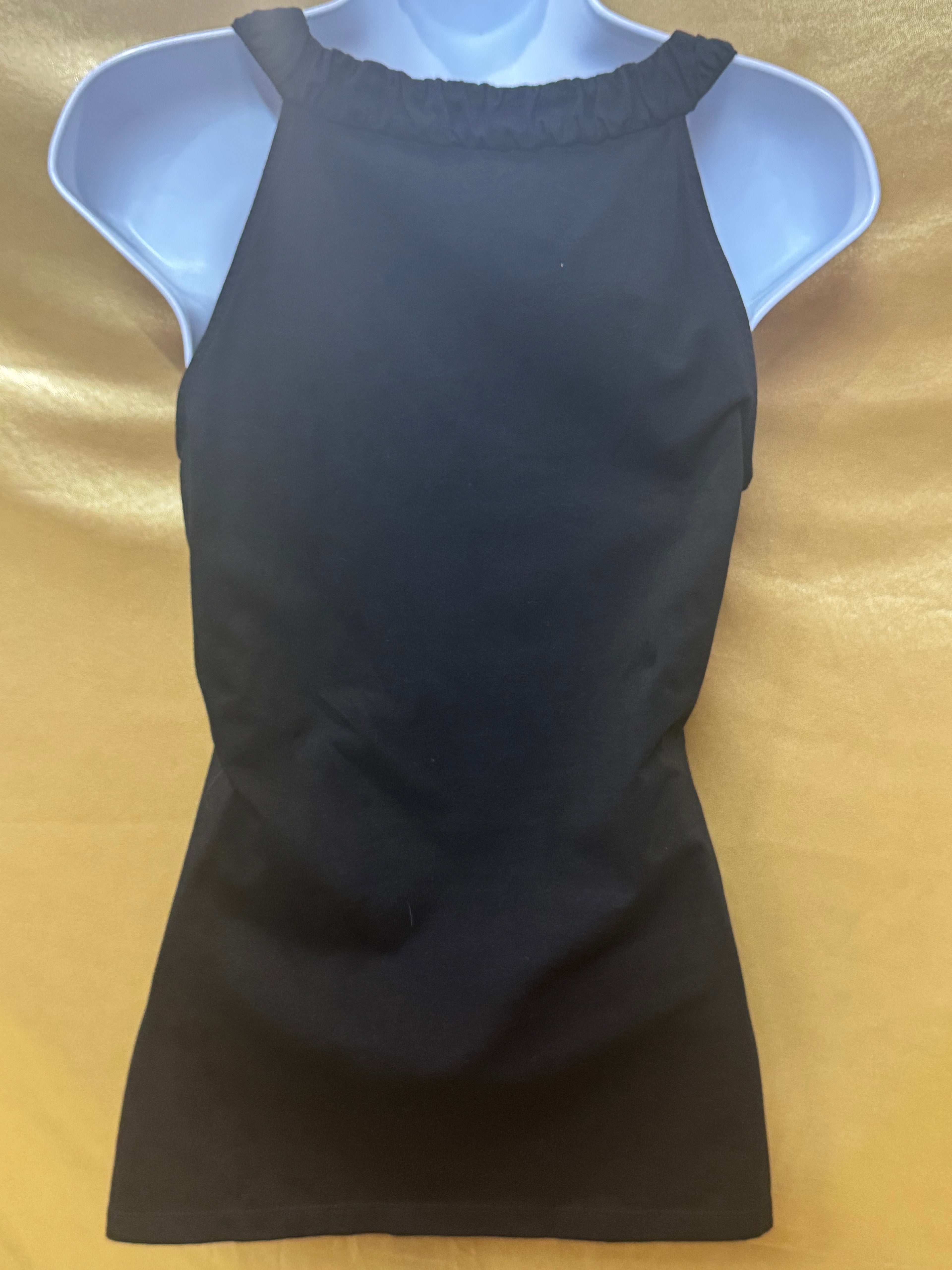 Ann Taylor Black Ruched Scoop Neck Racerback Tank Top Size XS