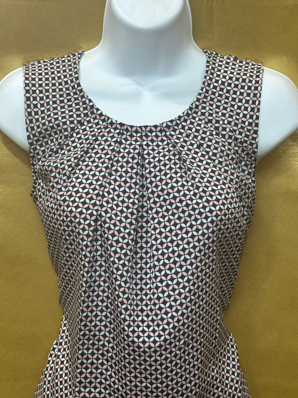 Merona Geometric Pleated Sleeveless Blouse Top Black Pink White Size XS