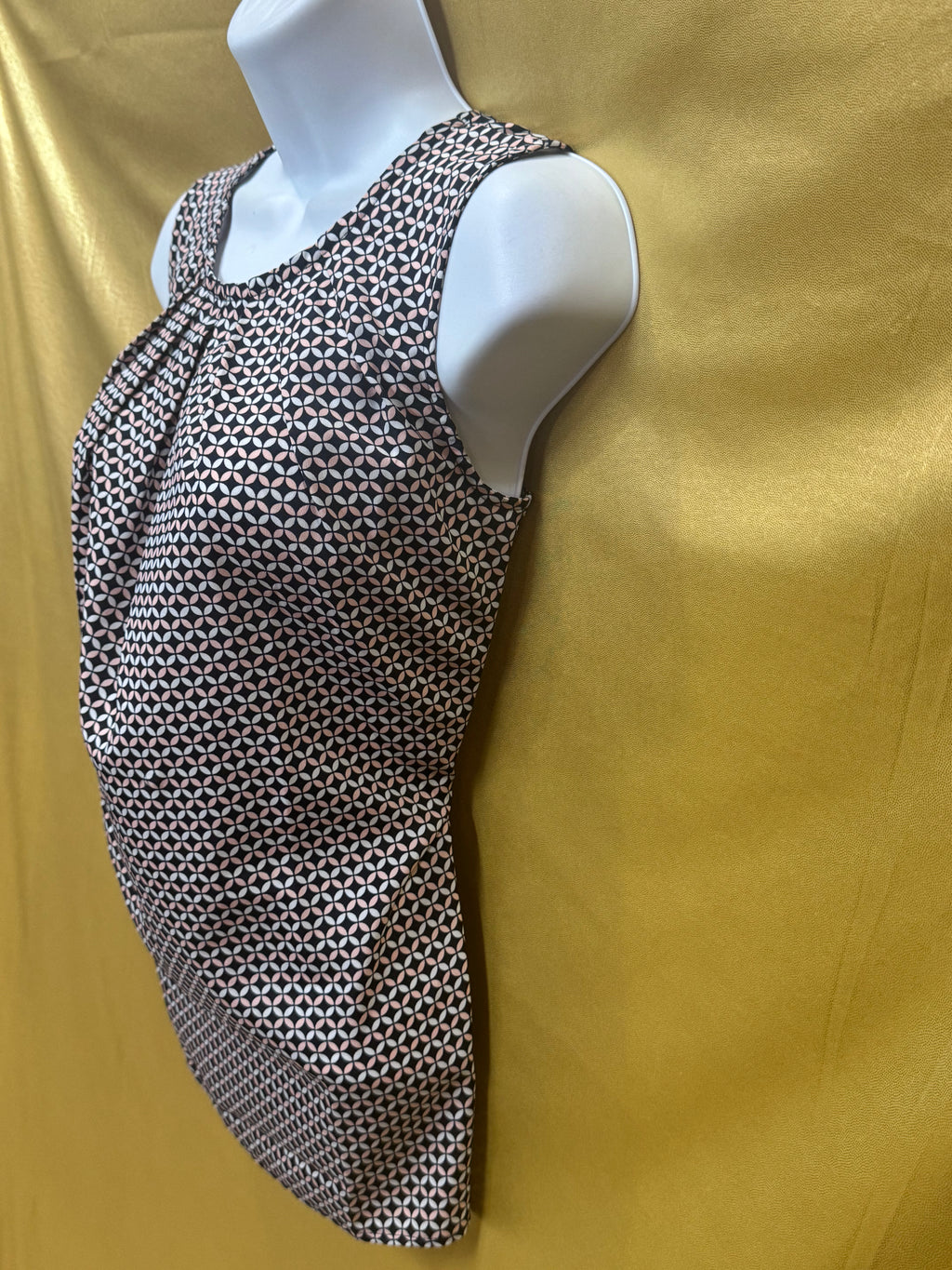 Merona Geometric Pleated Sleeveless Blouse Top Black Pink White Size XS