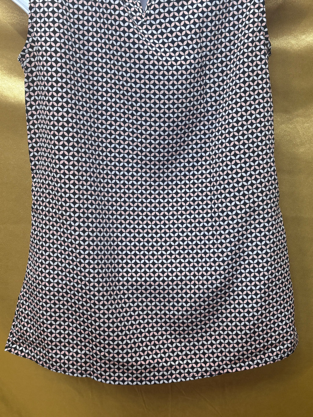 Merona Geometric Pleated Sleeveless Blouse Top Black Pink White Size XS