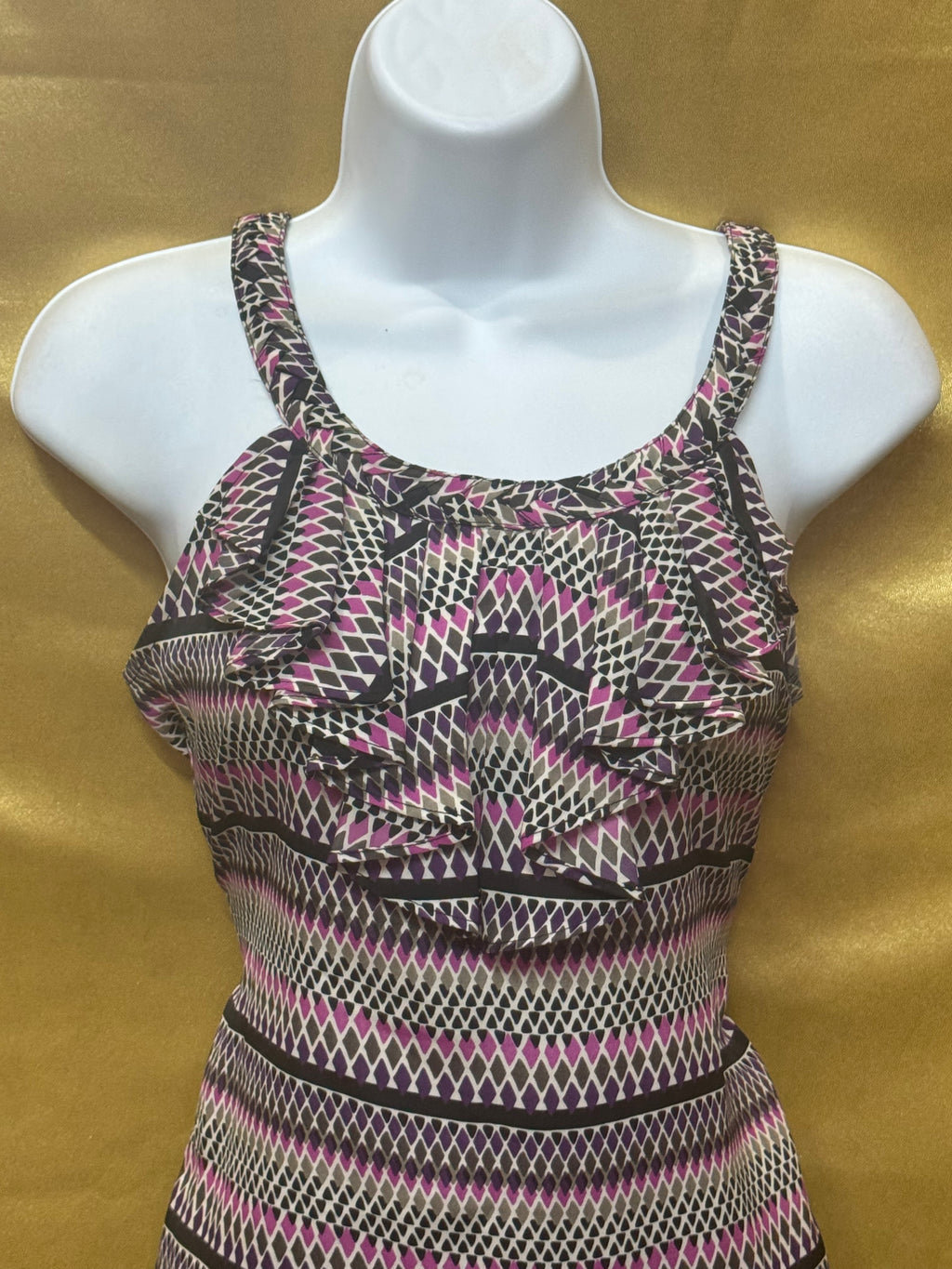 Banana Republic Ruffled Geometric Print Tank Top - Size XS