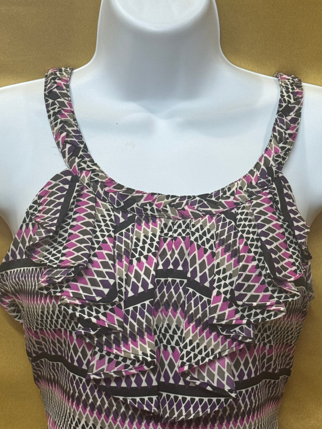 Banana Republic Ruffled Geometric Print Tank Top - Size XS