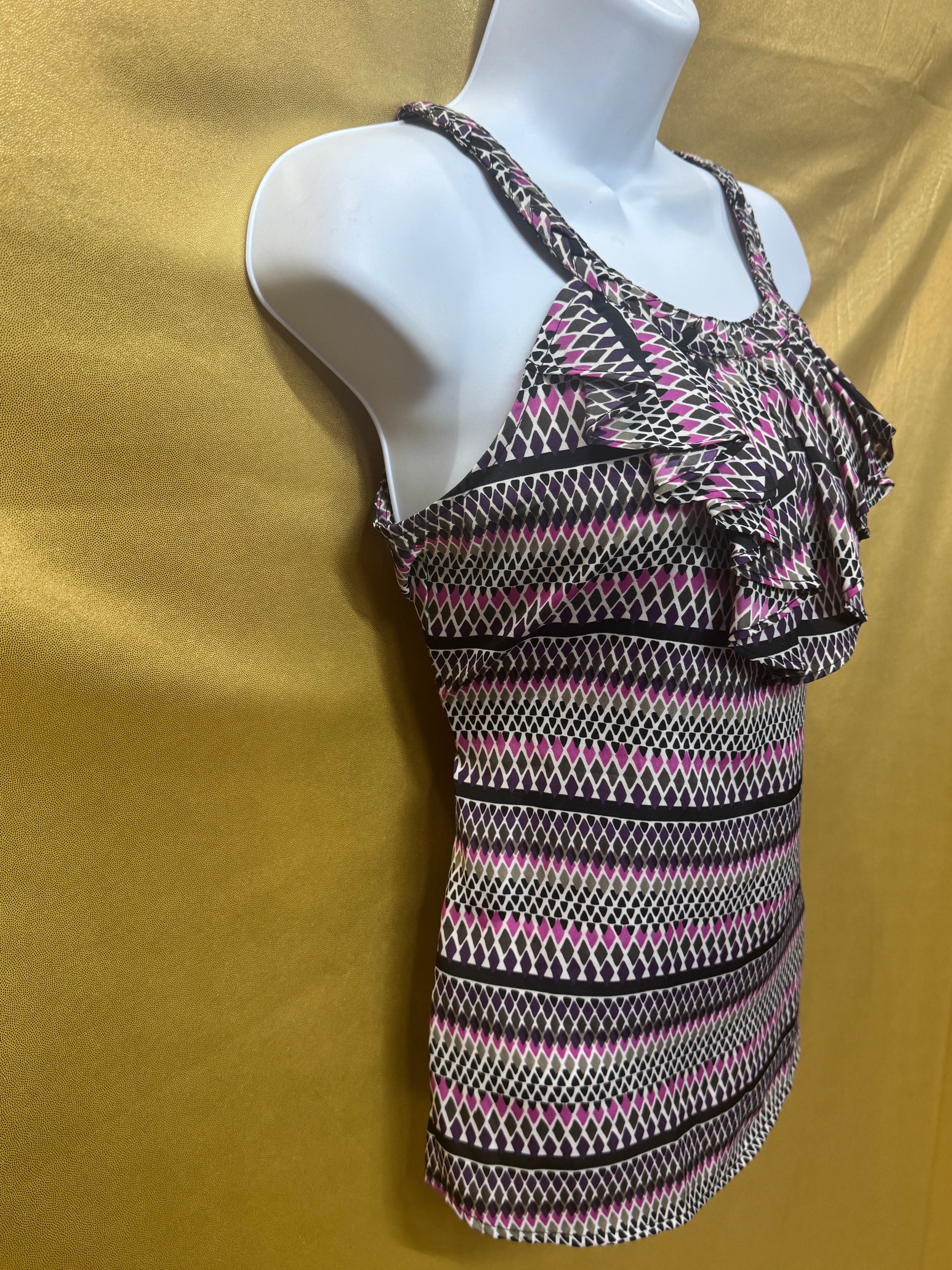 Banana Republic Ruffled Geometric Print Tank Top - Size XS