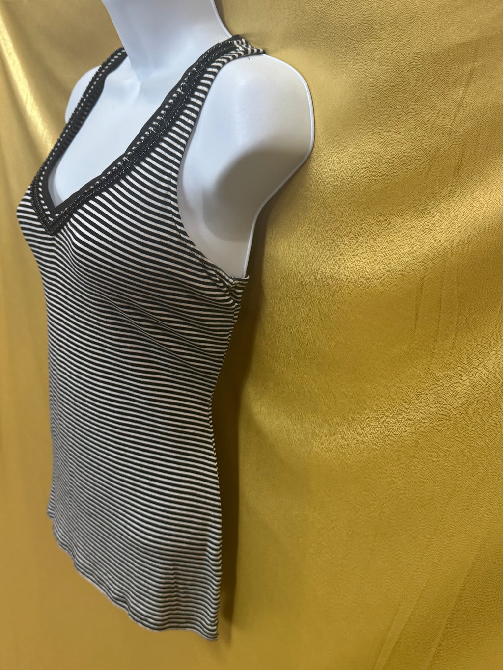 White House Black Market Beaded V-Neck Striped Tank Top - Size XS