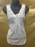 Loft by Ann Taylor Ivory Ruffle Neck Pintuck Sleeveless Blouse - Size XS