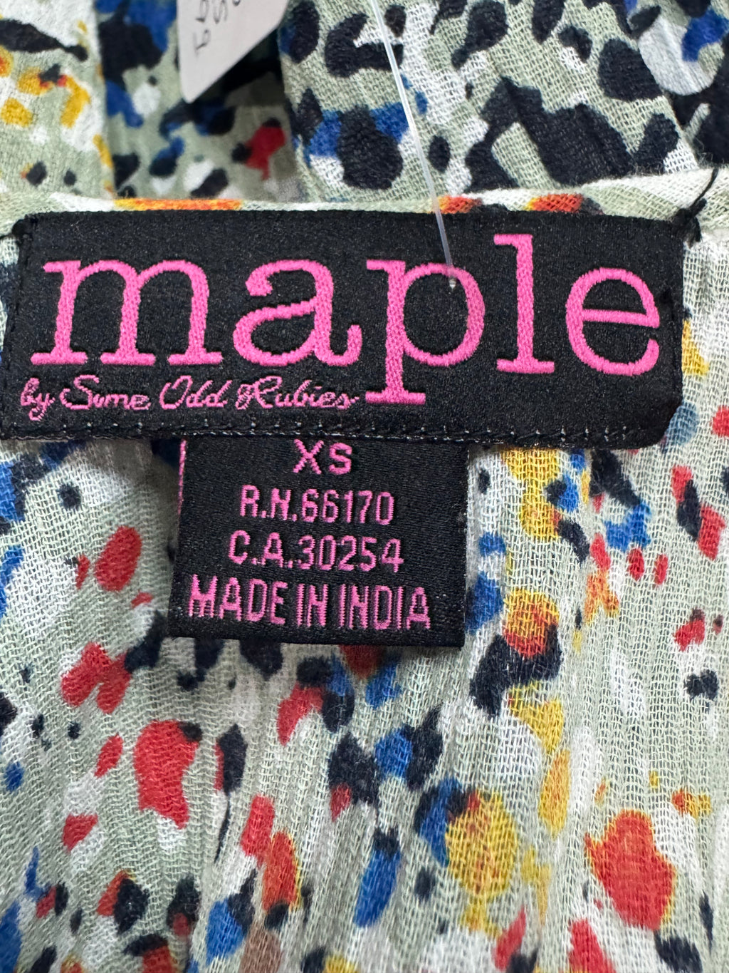 Maple by Some Odd Rubies Abstract Multicolor Tunic Top - Size XS (100% Cotton)