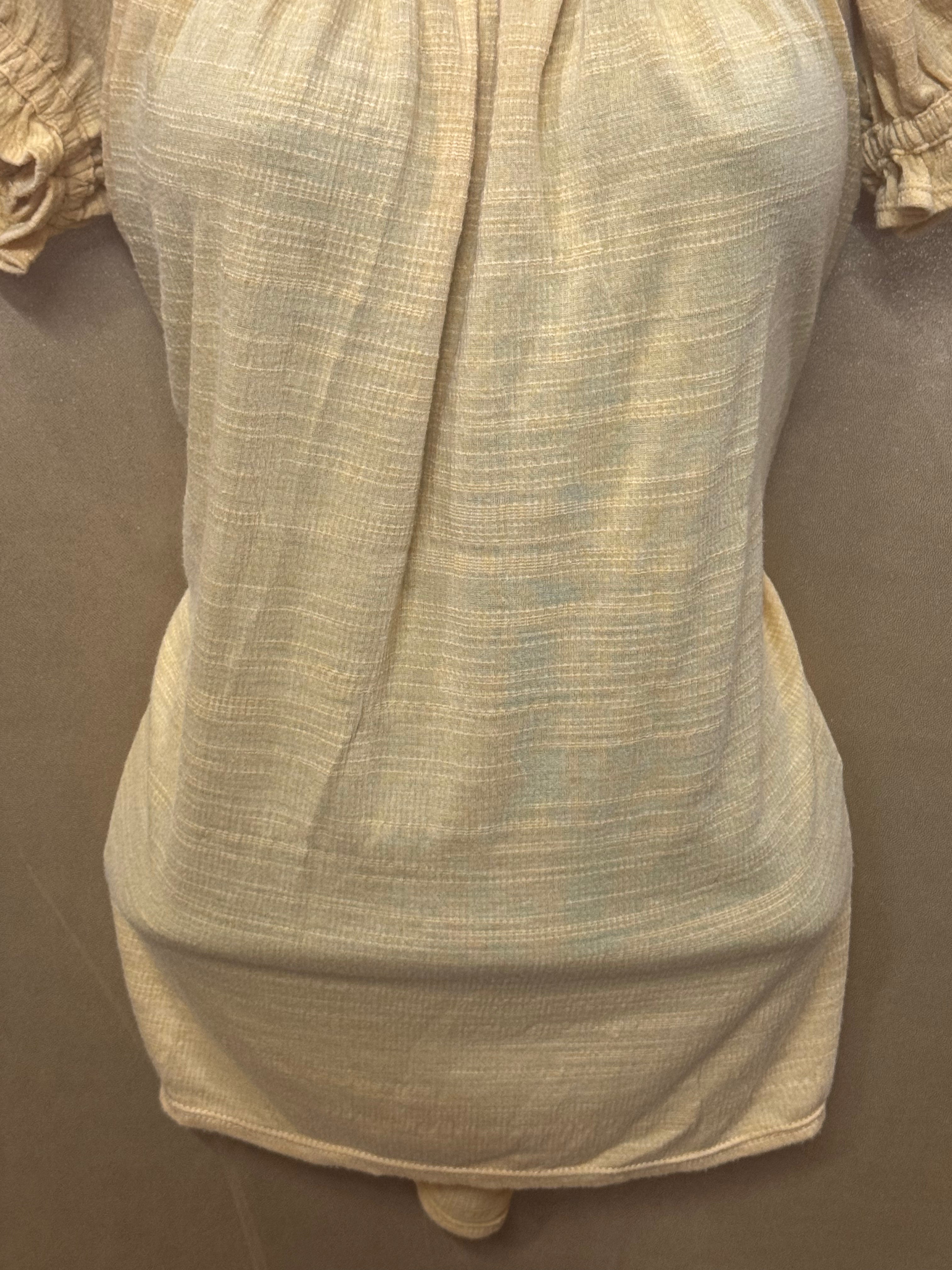 Max Studio Boho Ruffle Short Sleeve Top Yellow XS