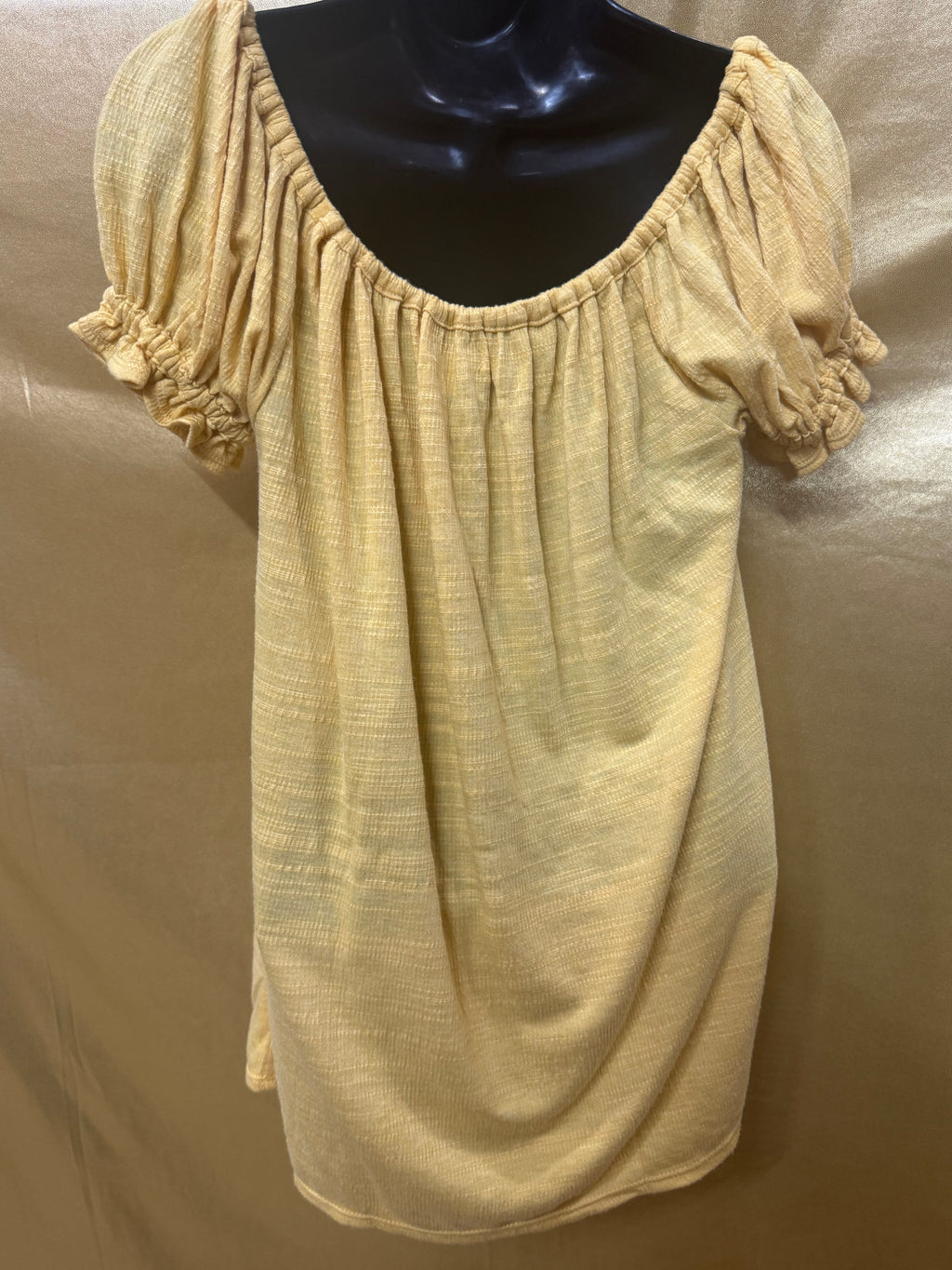 Max Studio Boho Ruffle Short Sleeve Top Yellow XS
