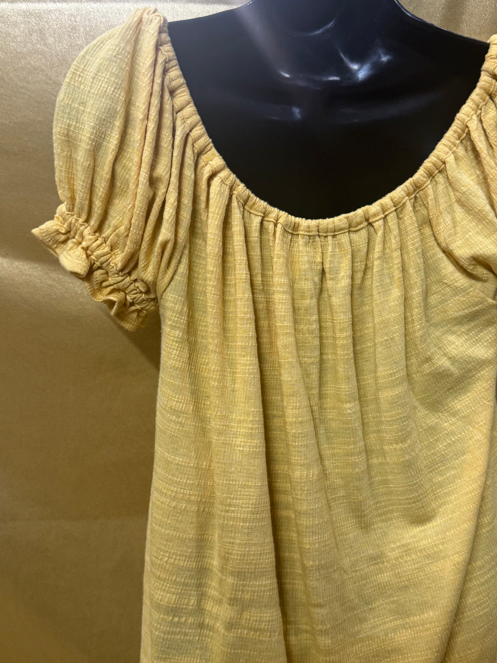 Max Studio Boho Ruffle Short Sleeve Top Yellow XS