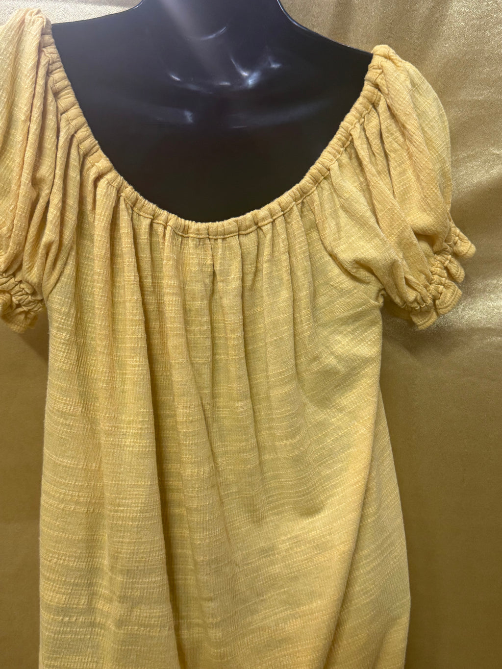 Max Studio Boho Ruffle Short Sleeve Top Yellow XS