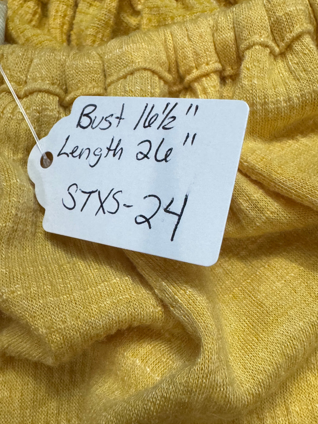 Max Studio Boho Ruffle Short Sleeve Top Yellow XS