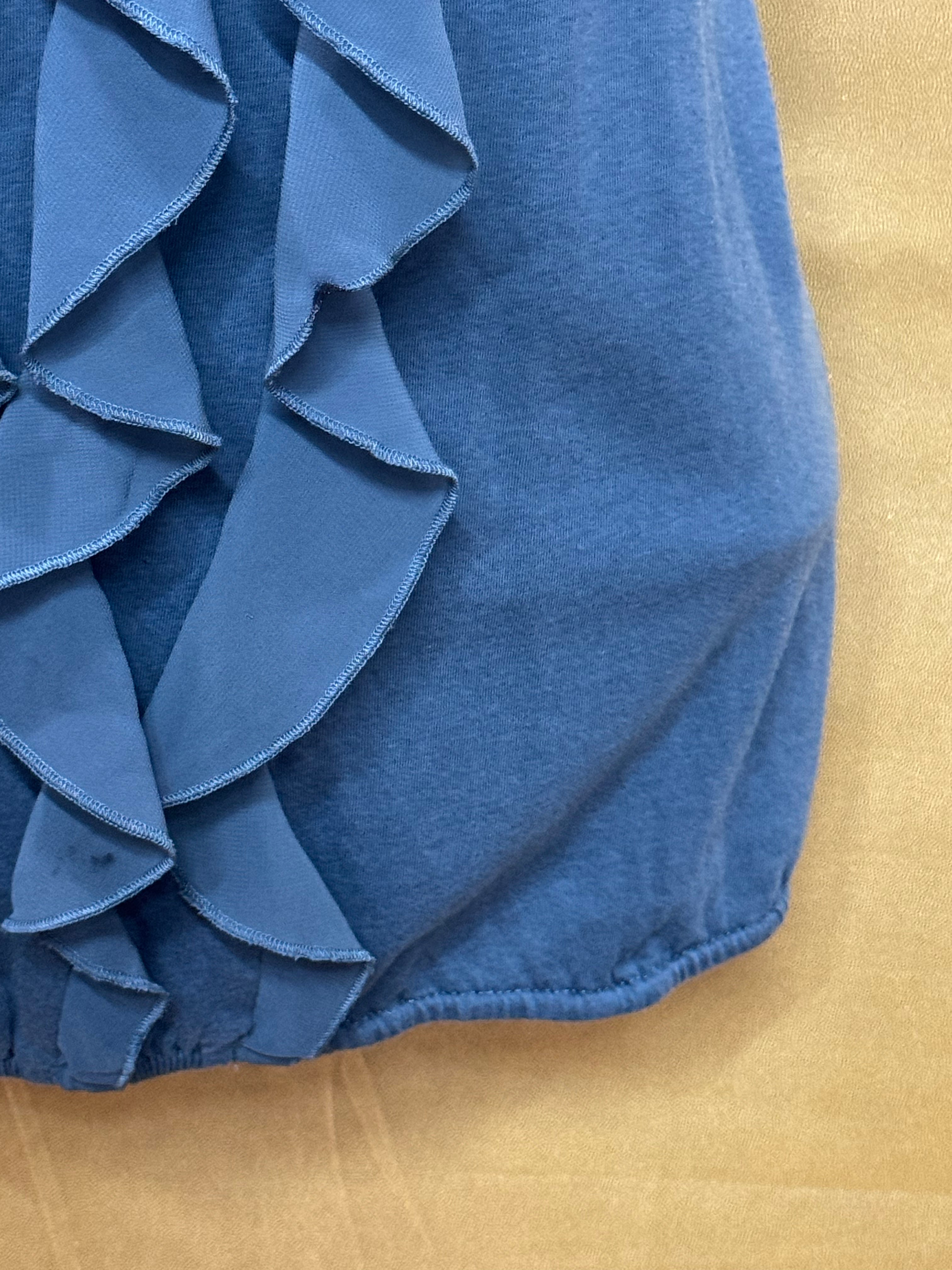 LOFT Dusty Blue Ruffled Floral Tank Top – Size XS
