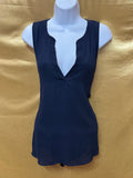LOFT Dark Blue Notched V-Neck Sleeveless Blouse Top - Size XS