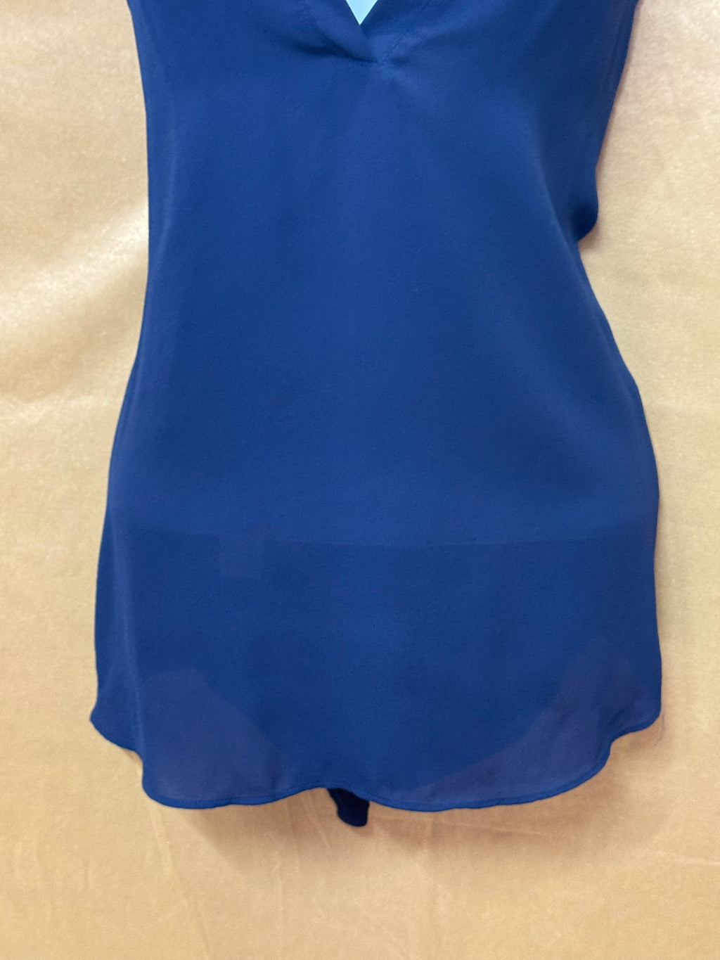 LOFT Dark Blue Notched V-Neck Sleeveless Blouse Top - Size XS