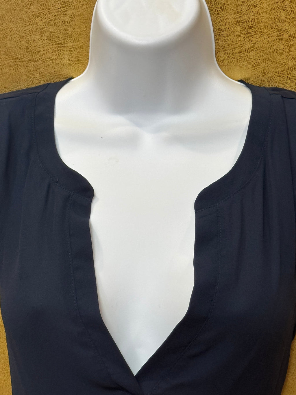 LOFT Dark Blue Notched V-Neck Sleeveless Blouse Top - Size XS