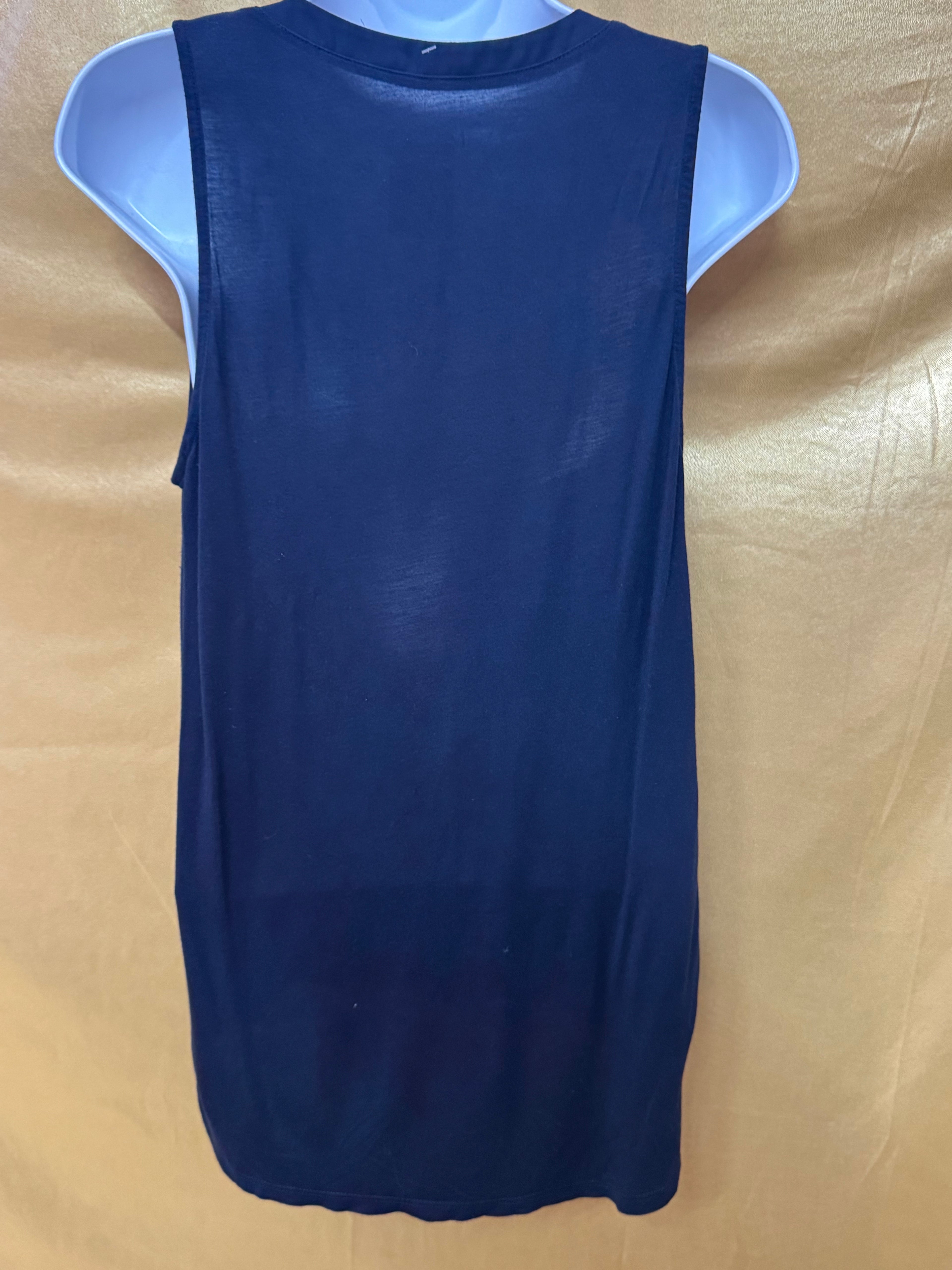 LOFT Dark Blue Notched V-Neck Sleeveless Blouse Top - Size XS