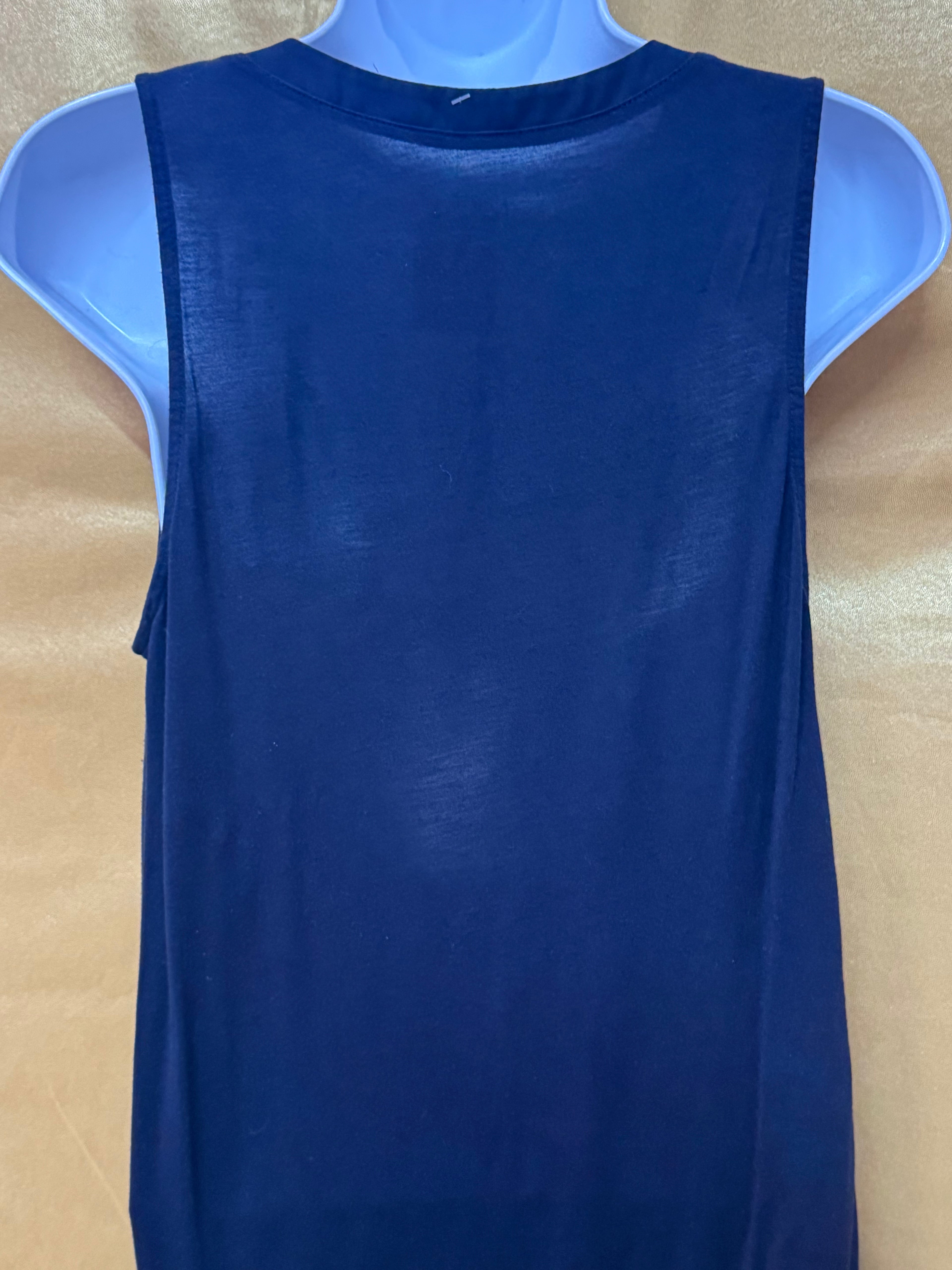 LOFT Dark Blue Notched V-Neck Sleeveless Blouse Top - Size XS