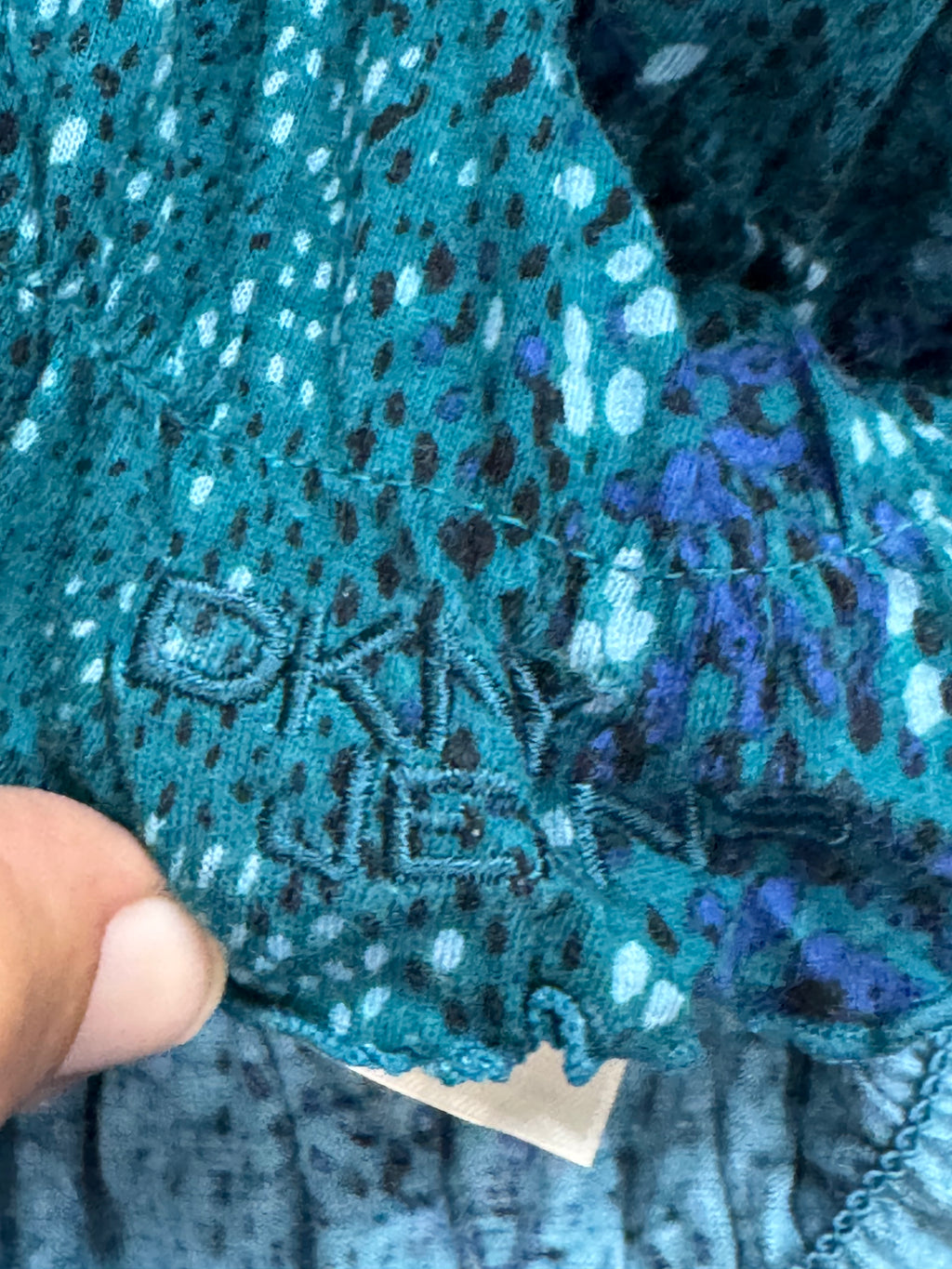 Vintage Y2K DKNY Jeans Teal Smocked Sequin V-Neck Blouse - Size XS