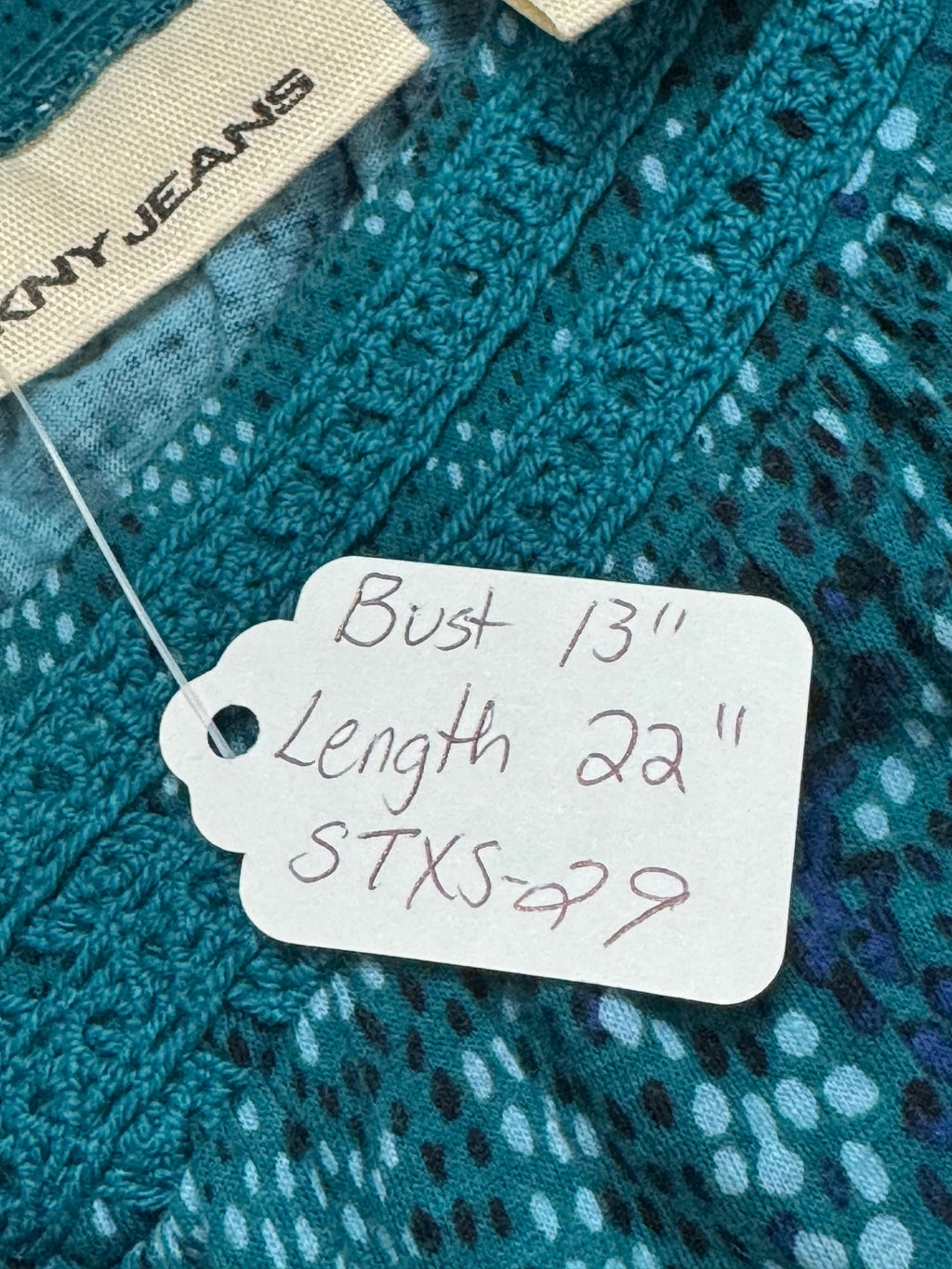Vintage Y2K DKNY Jeans Teal Smocked Sequin V-Neck Blouse - Size XS