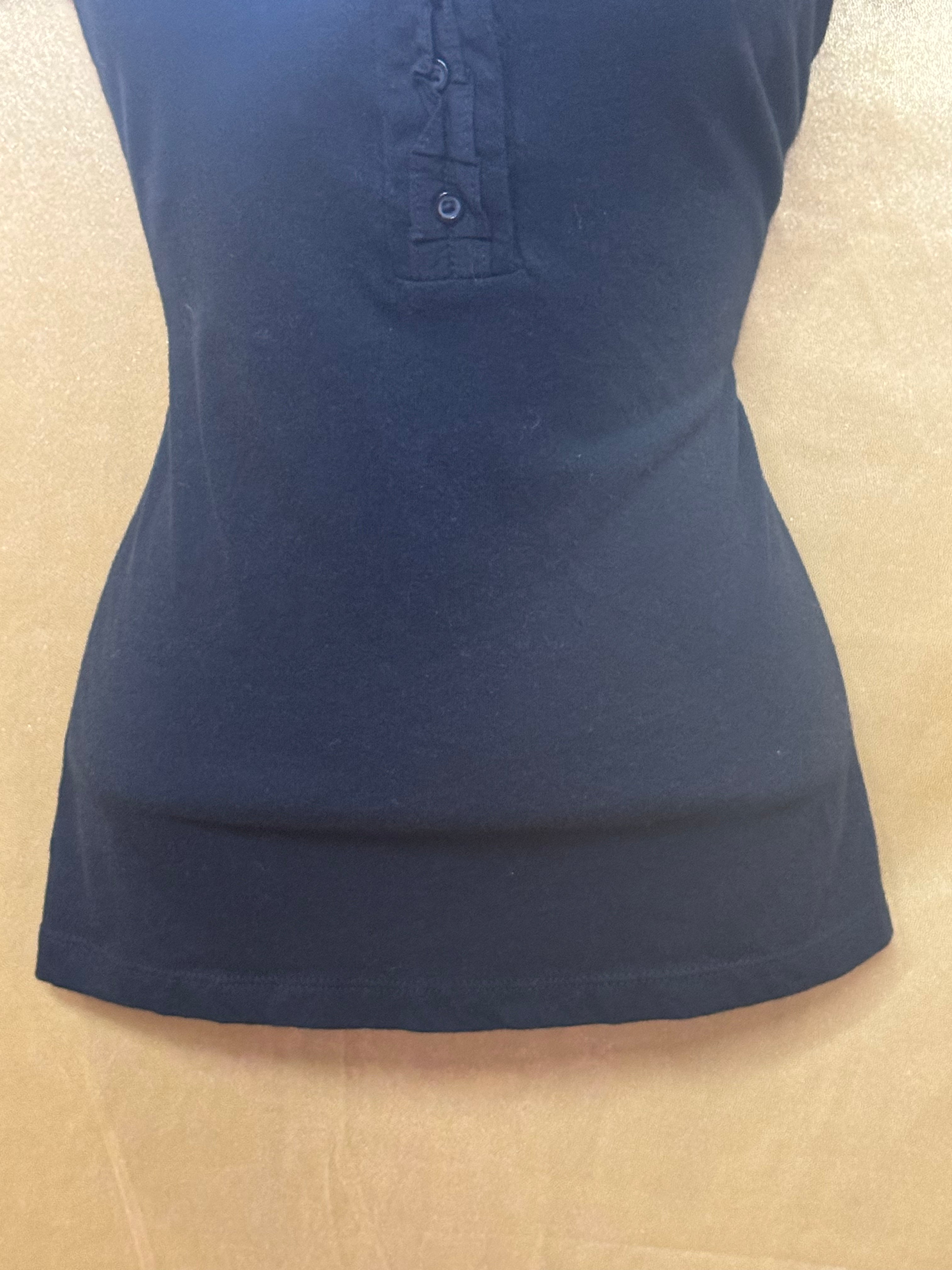 Merona Black Ruffle V-Neck Henley Blouse - Size XS (100% Cotton)