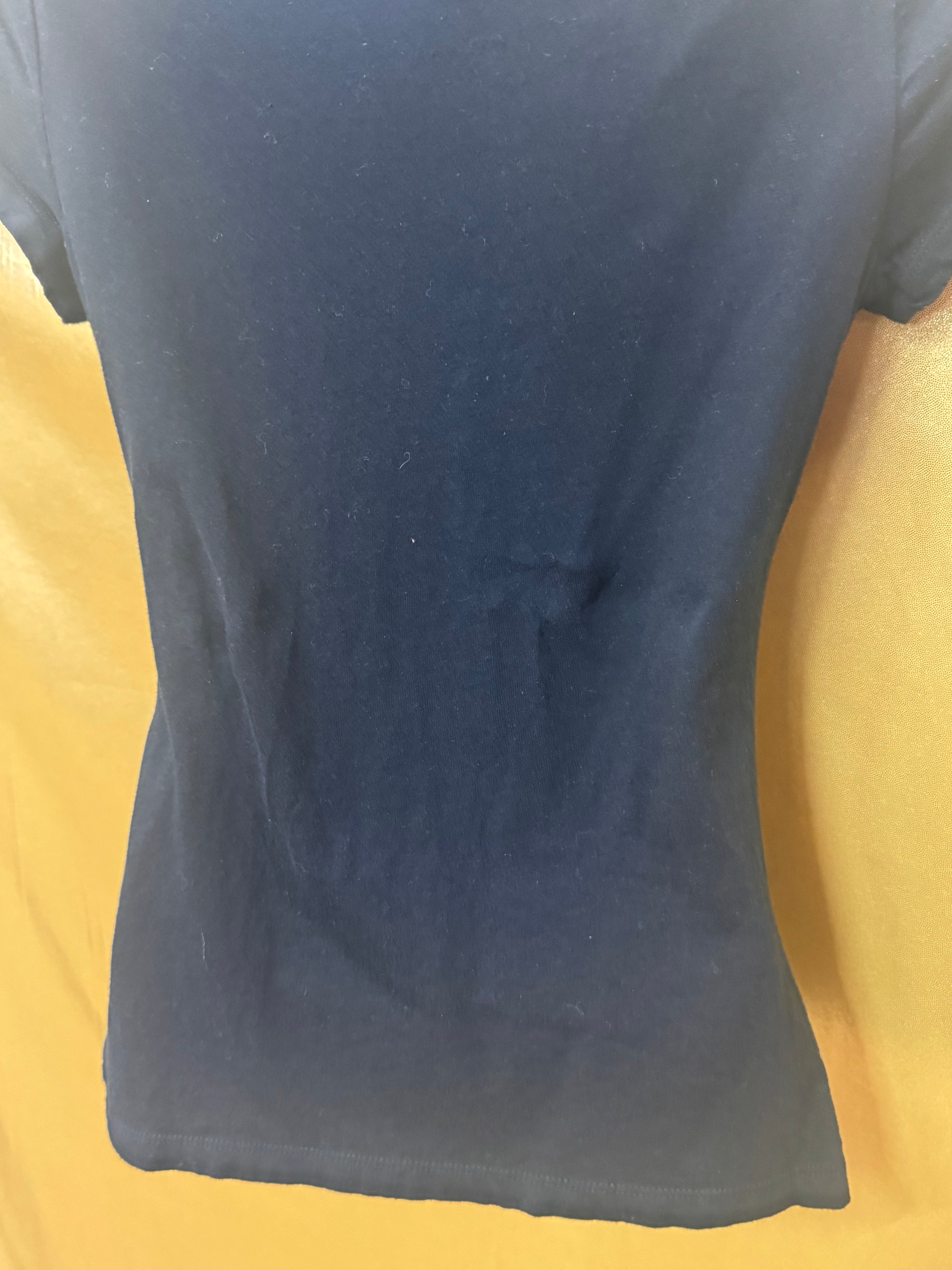 Merona Black Ruffle V-Neck Henley Blouse - Size XS (100% Cotton)