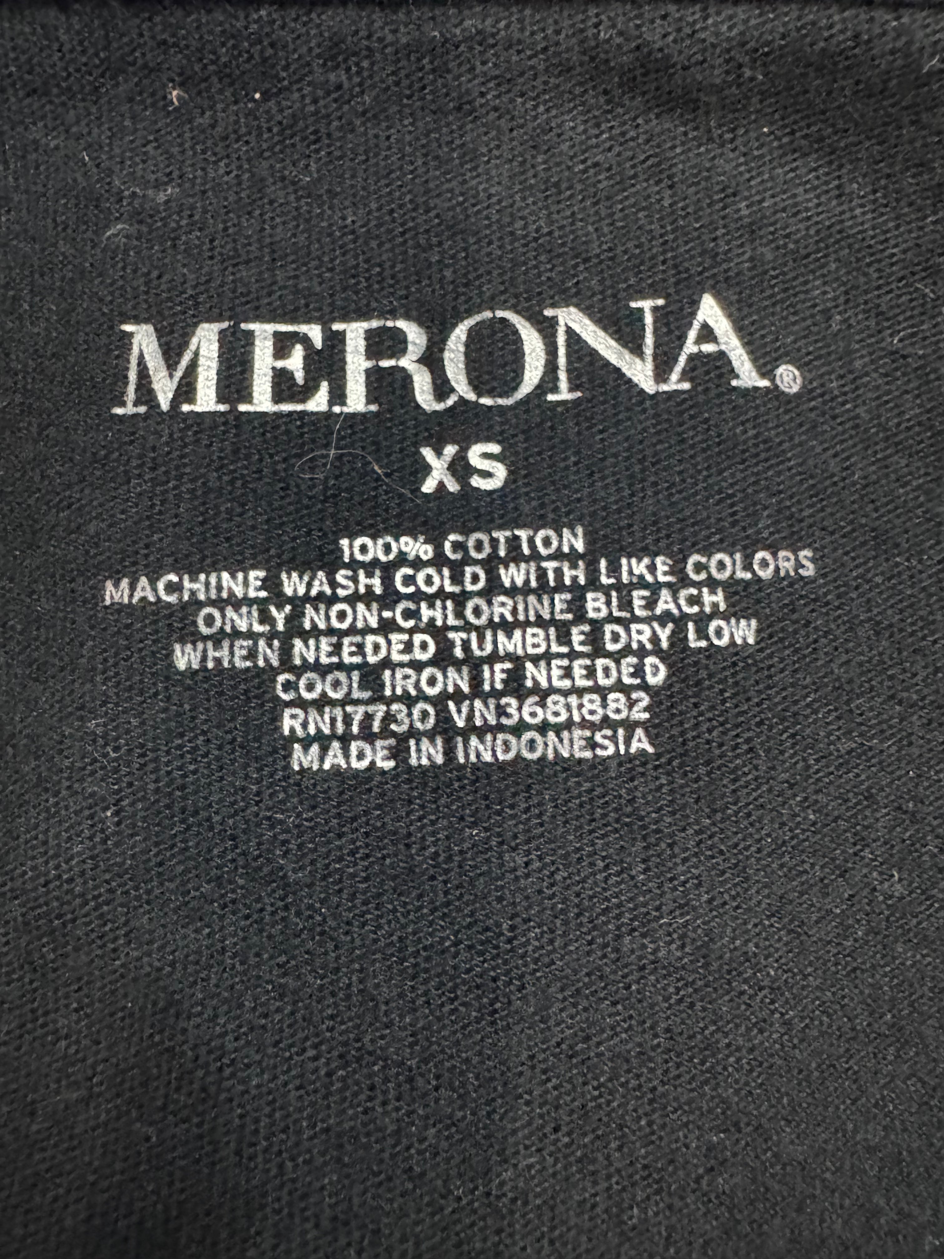 Merona Black Ruffle V-Neck Henley Blouse - Size XS (100% Cotton)