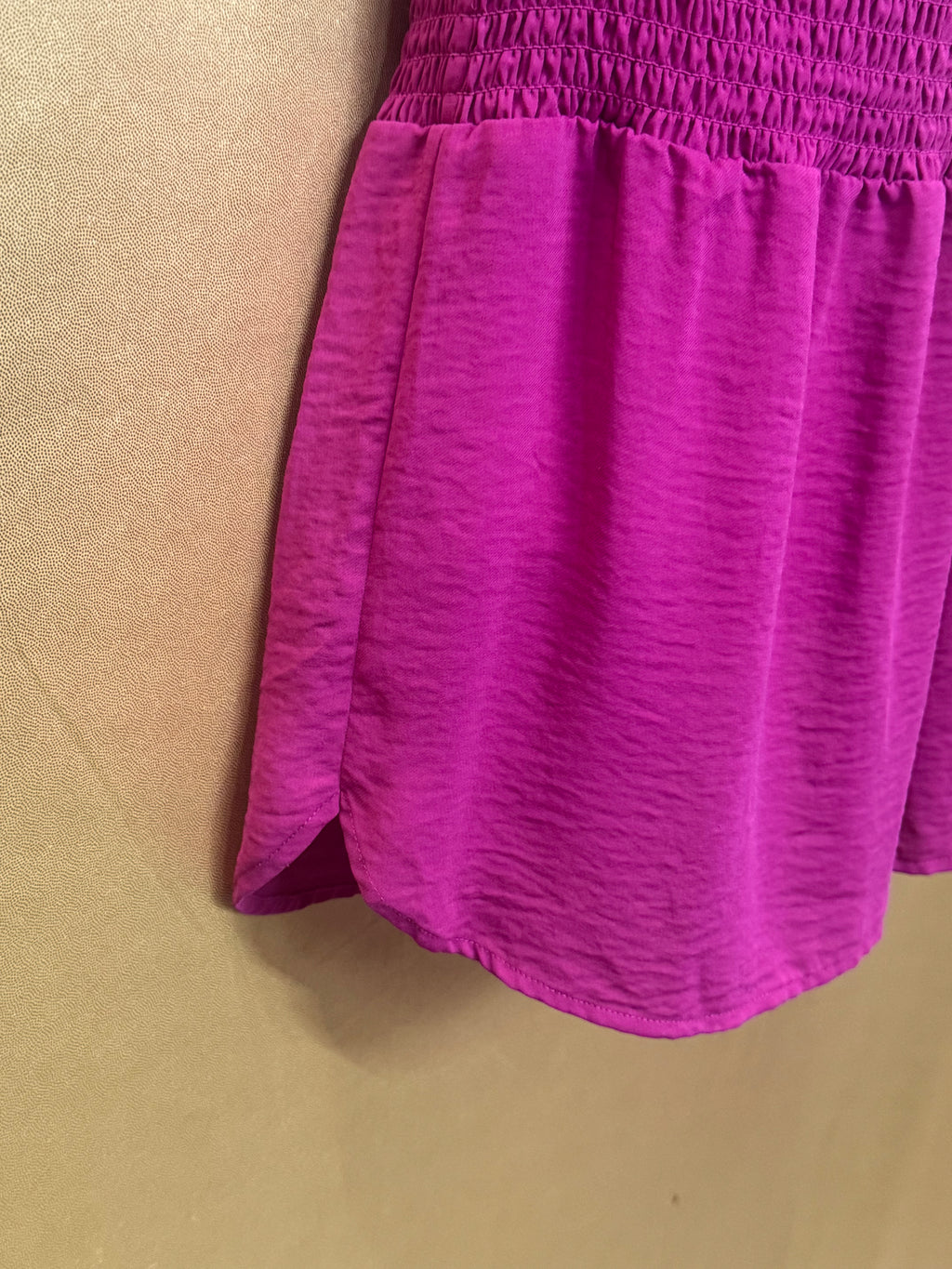 Banana Republic Magenta V-Neck Smocked Waist Blouse - Size XS