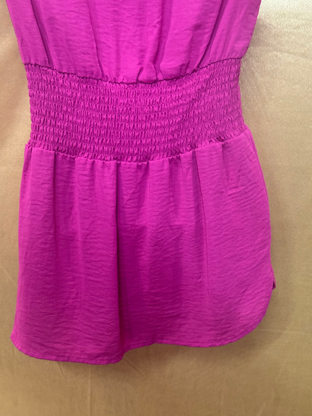 Banana Republic Magenta V-Neck Smocked Waist Blouse - Size XS