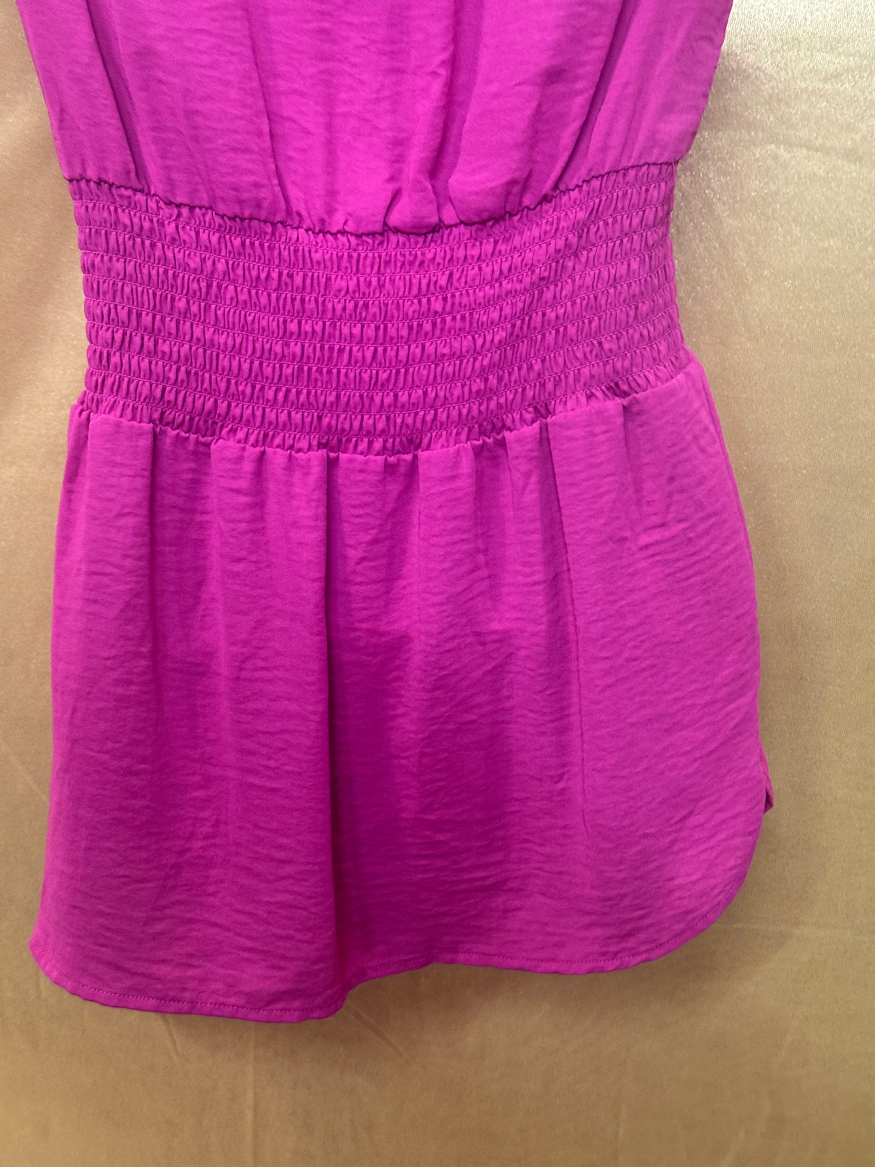 Banana Republic Magenta V-Neck Smocked Waist Blouse - Size XS