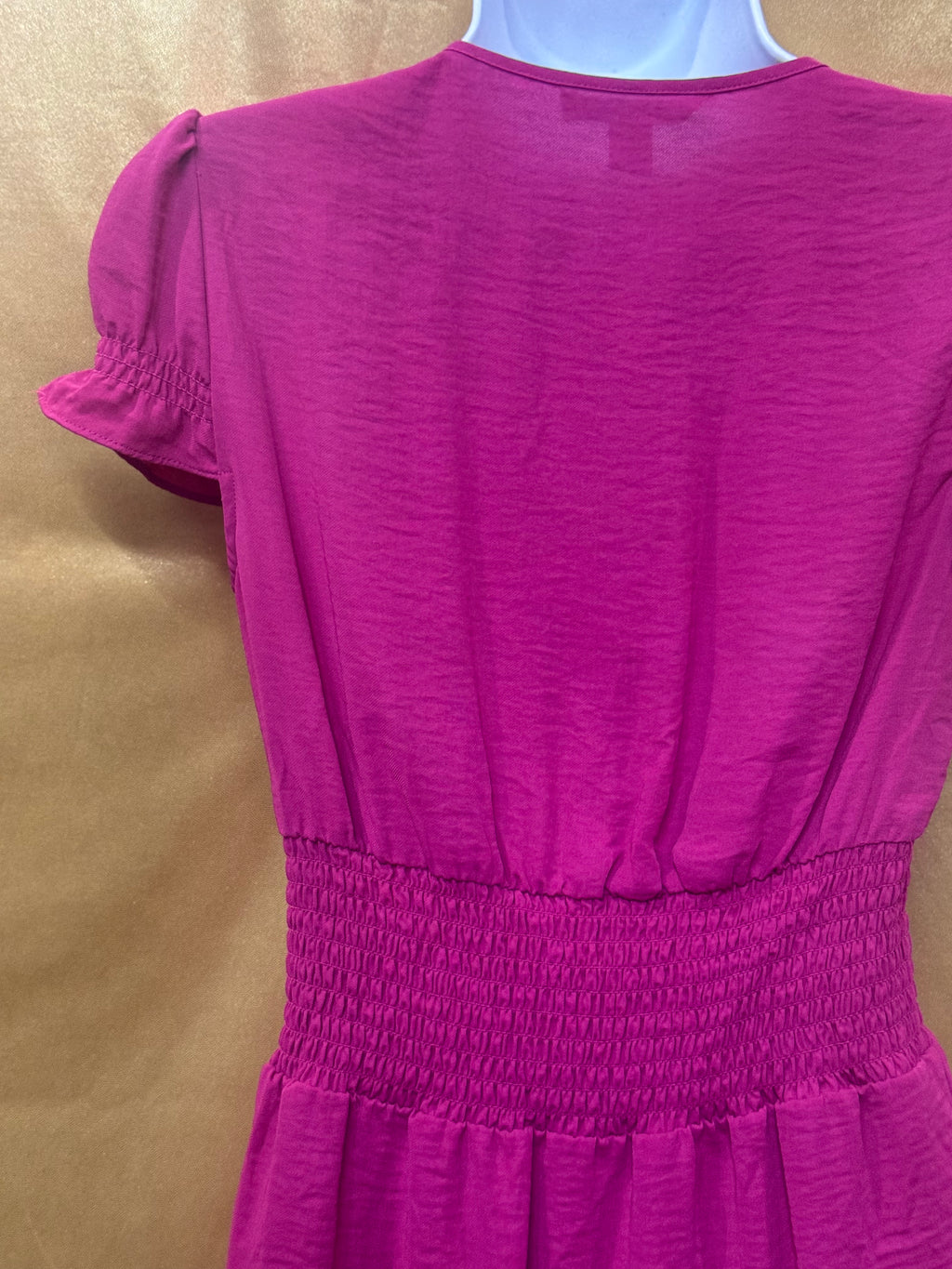 Banana Republic Magenta V-Neck Smocked Waist Blouse - Size XS
